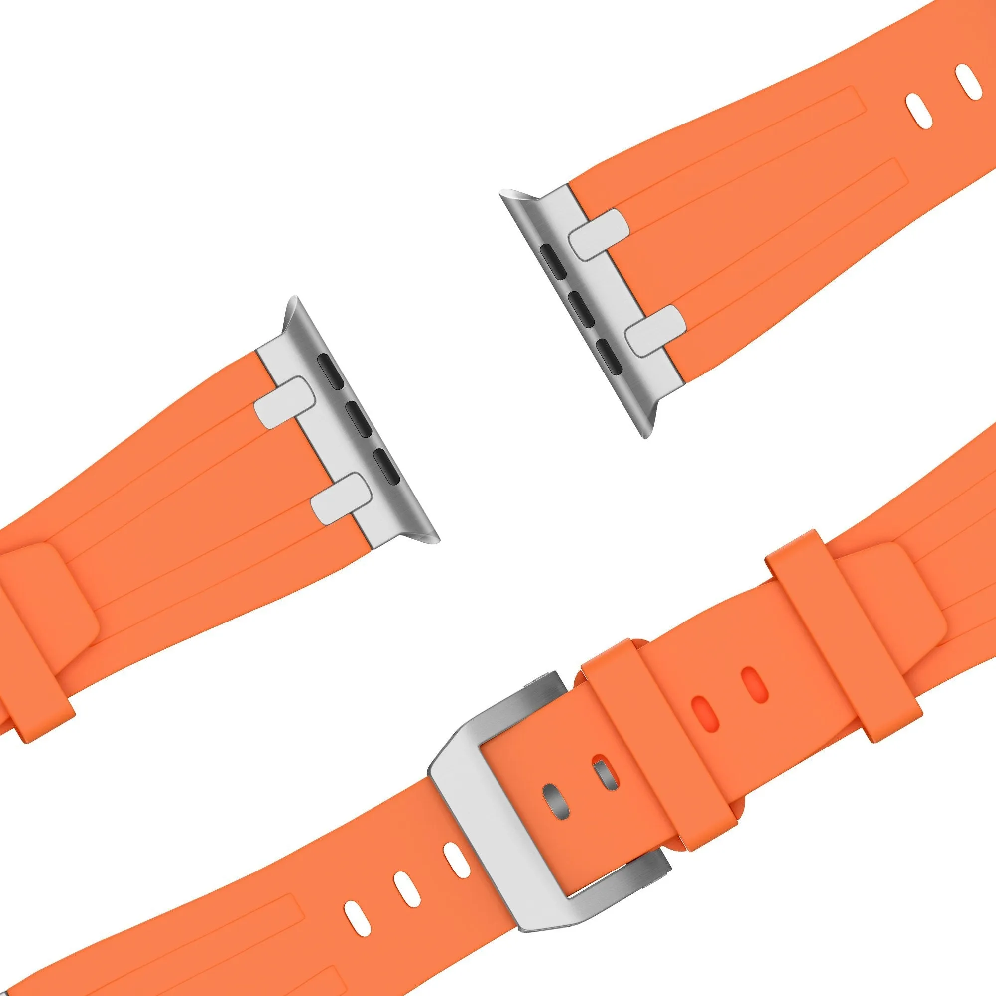 Premium Quality Bandz Apple Watch Silicone Strap 'Luxe Liquid' (Orange With Silver)  Dont Miss Out!