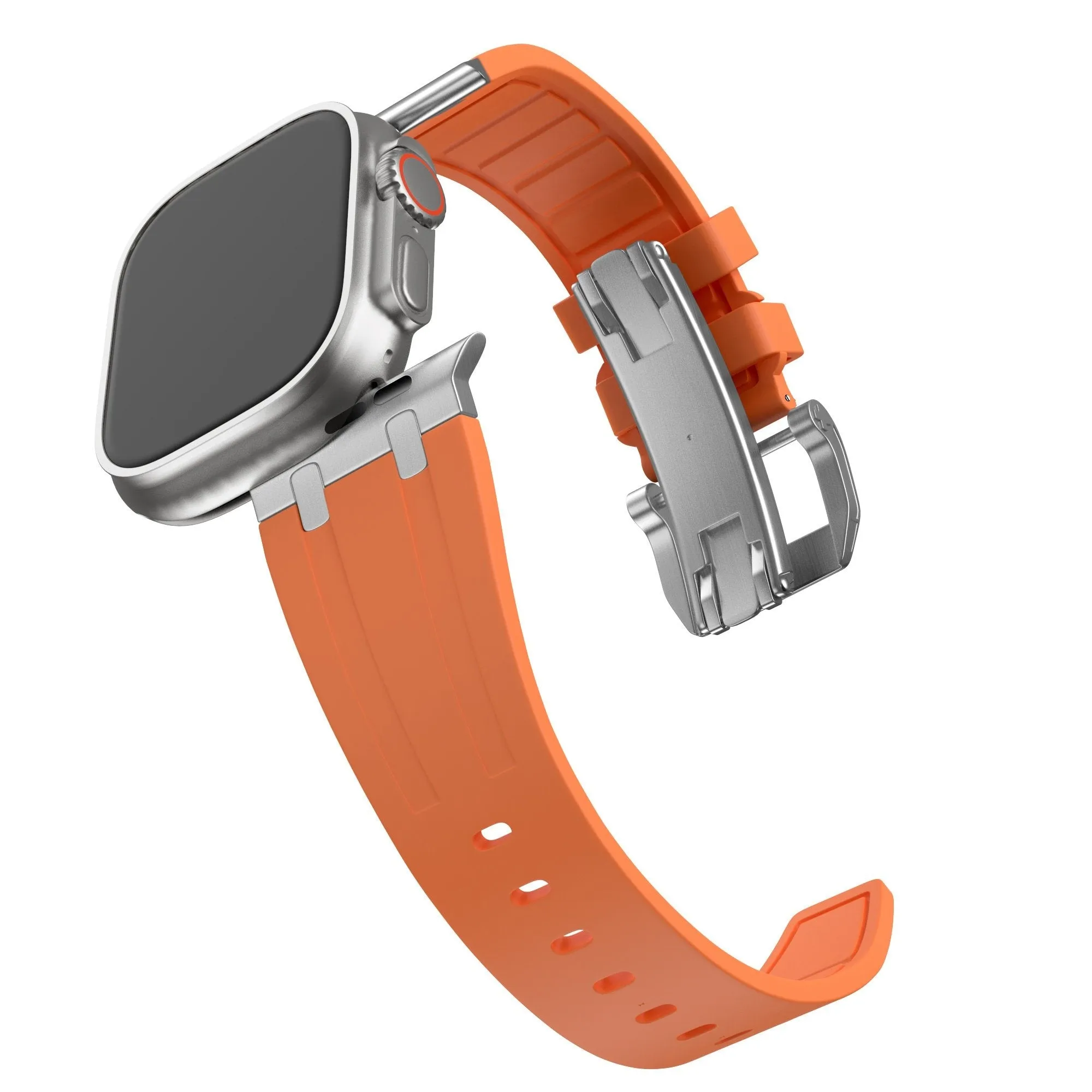 Premium Quality Bandz Apple Watch Silicone Strap 'Luxe Liquid' (Orange With Silver)  Dont Miss Out!