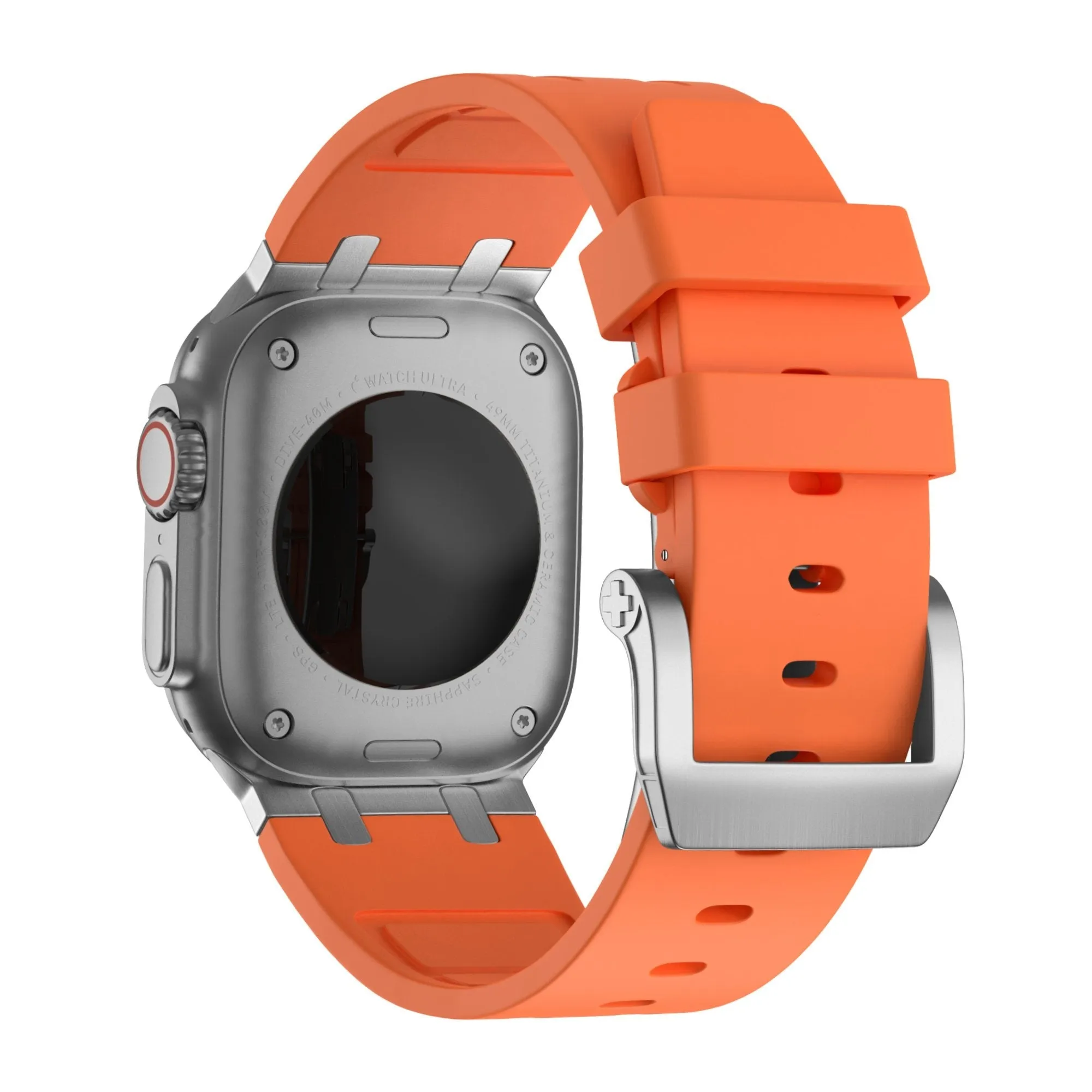 Premium Quality Bandz Apple Watch Silicone Strap 'Luxe Liquid' (Orange With Silver)  Dont Miss Out!
