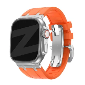 Premium Quality Bandz Apple Watch Silicone Strap 'Luxe Liquid' (Orange With Silver)  Dont Miss Out!