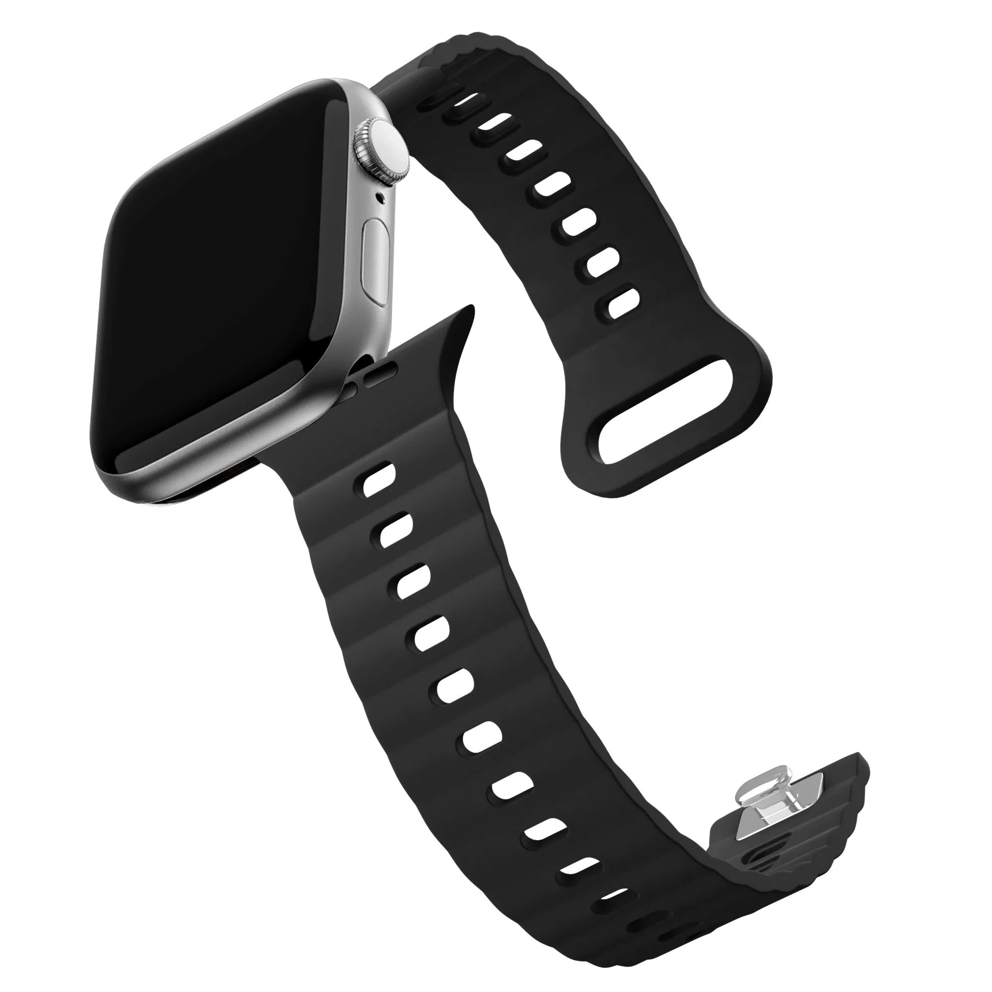 Premium Quality Bandz Apple Watch Silicone Strap 'Single Link' (Black)  Stylish & Comfortable