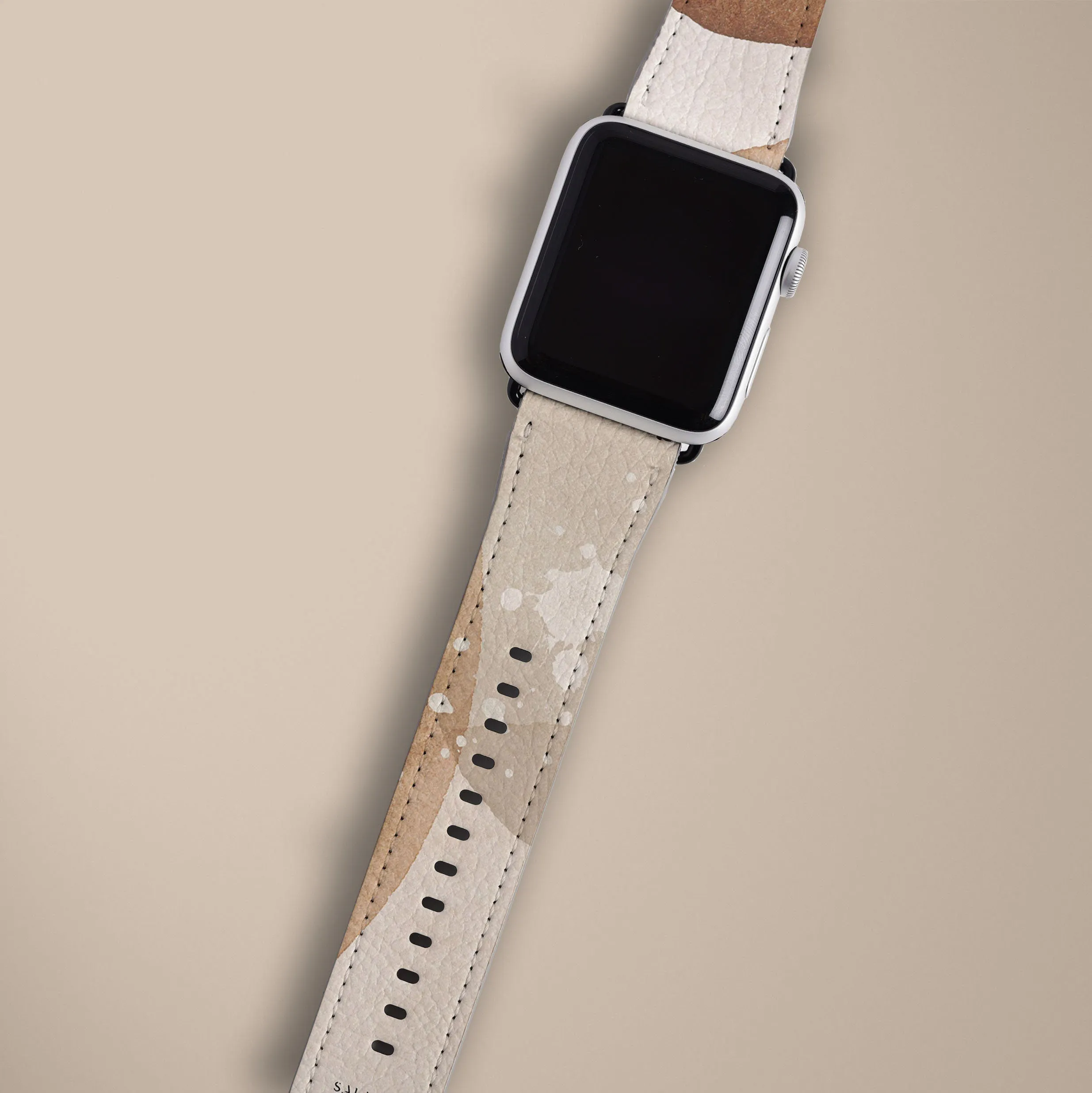 Premium Quality Beige Watercolor Art Watch Strap  Stylish & Comfortable