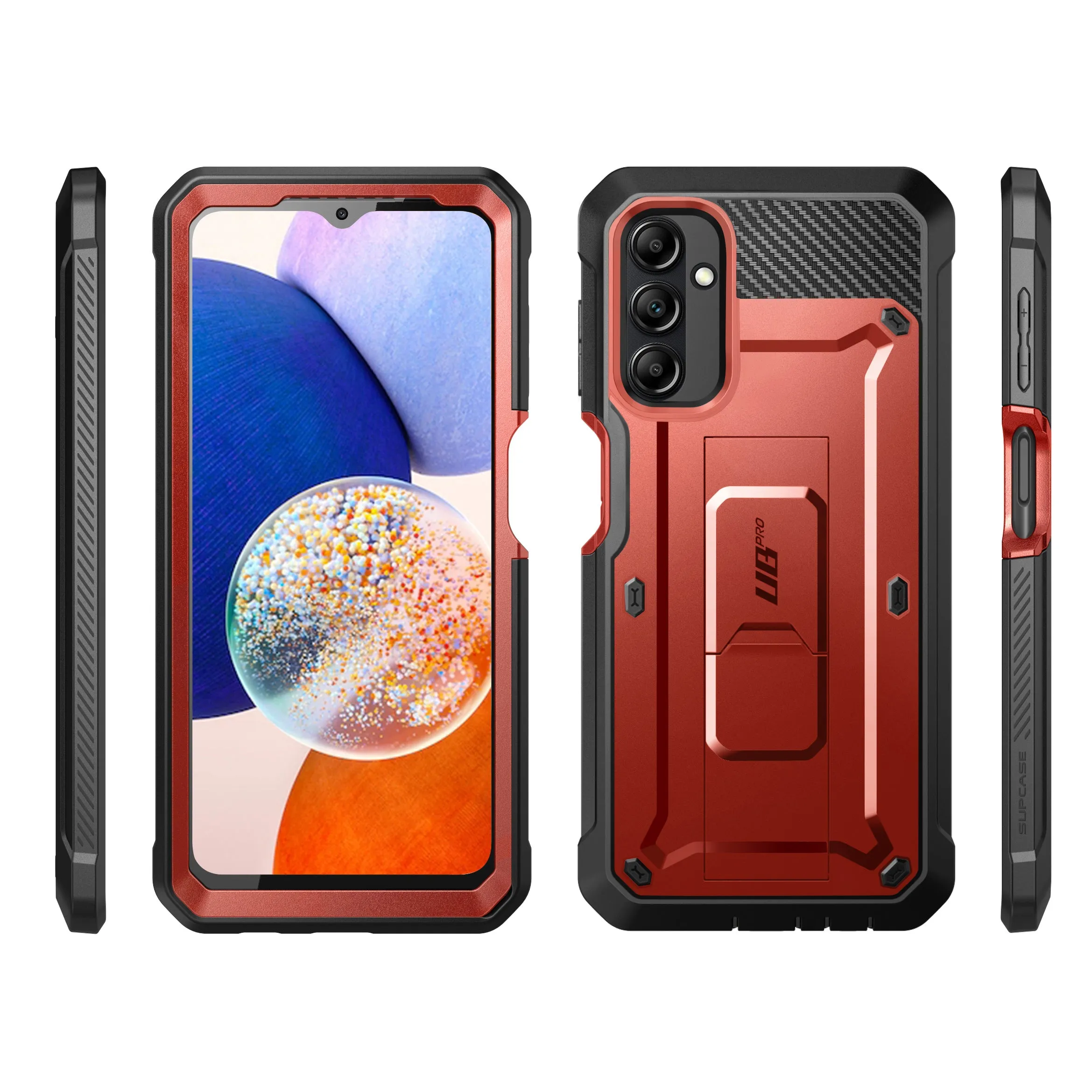 Premium Quality Galaxy A14 Unicorn Beetle Pro Rugged Holster Case-Metallic Red  Today Only!