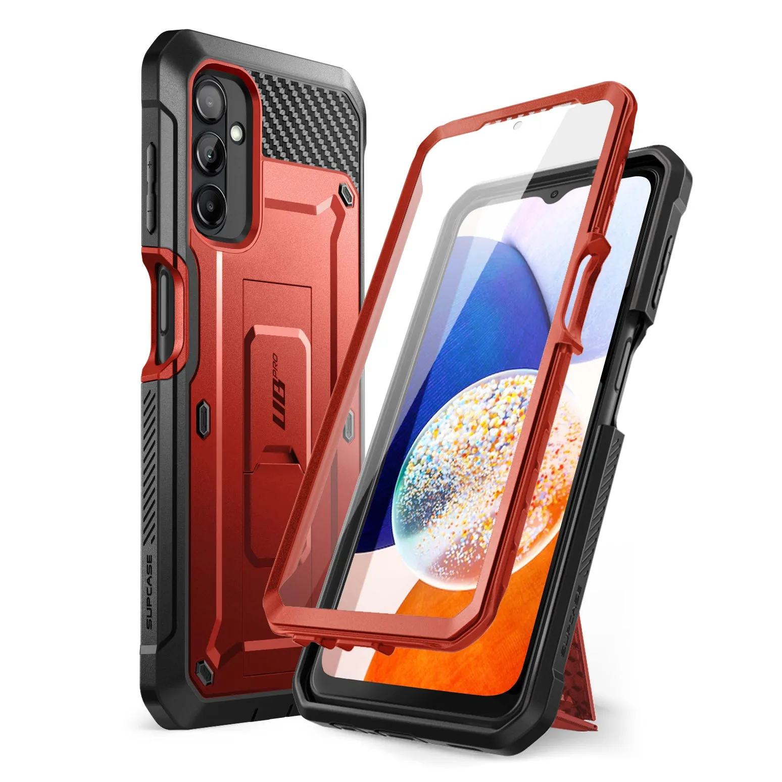 Premium Quality Galaxy A14 Unicorn Beetle Pro Rugged Holster Case-Metallic Red  Today Only!