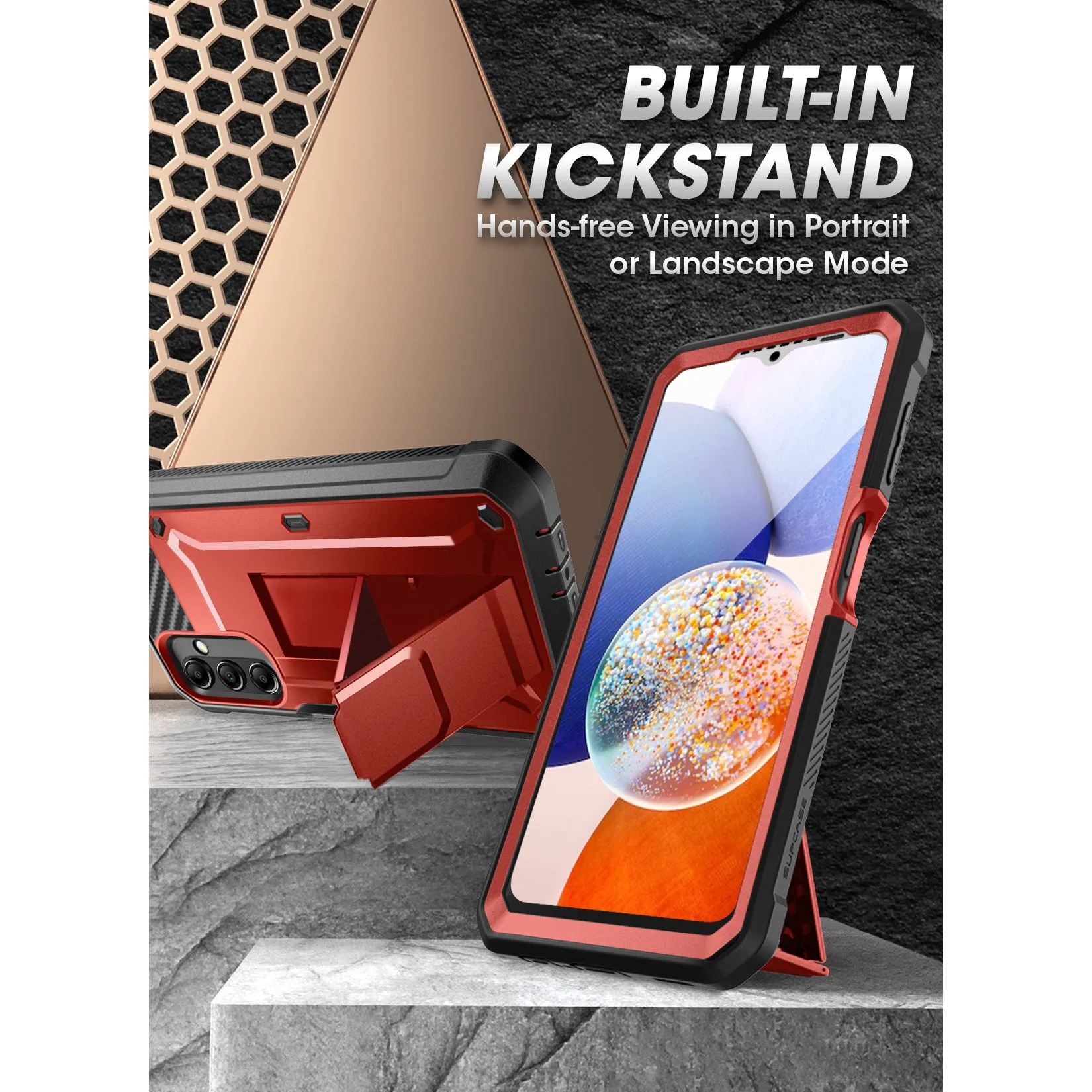 Premium Quality Galaxy A14 Unicorn Beetle Pro Rugged Holster Case-Metallic Red  Today Only!