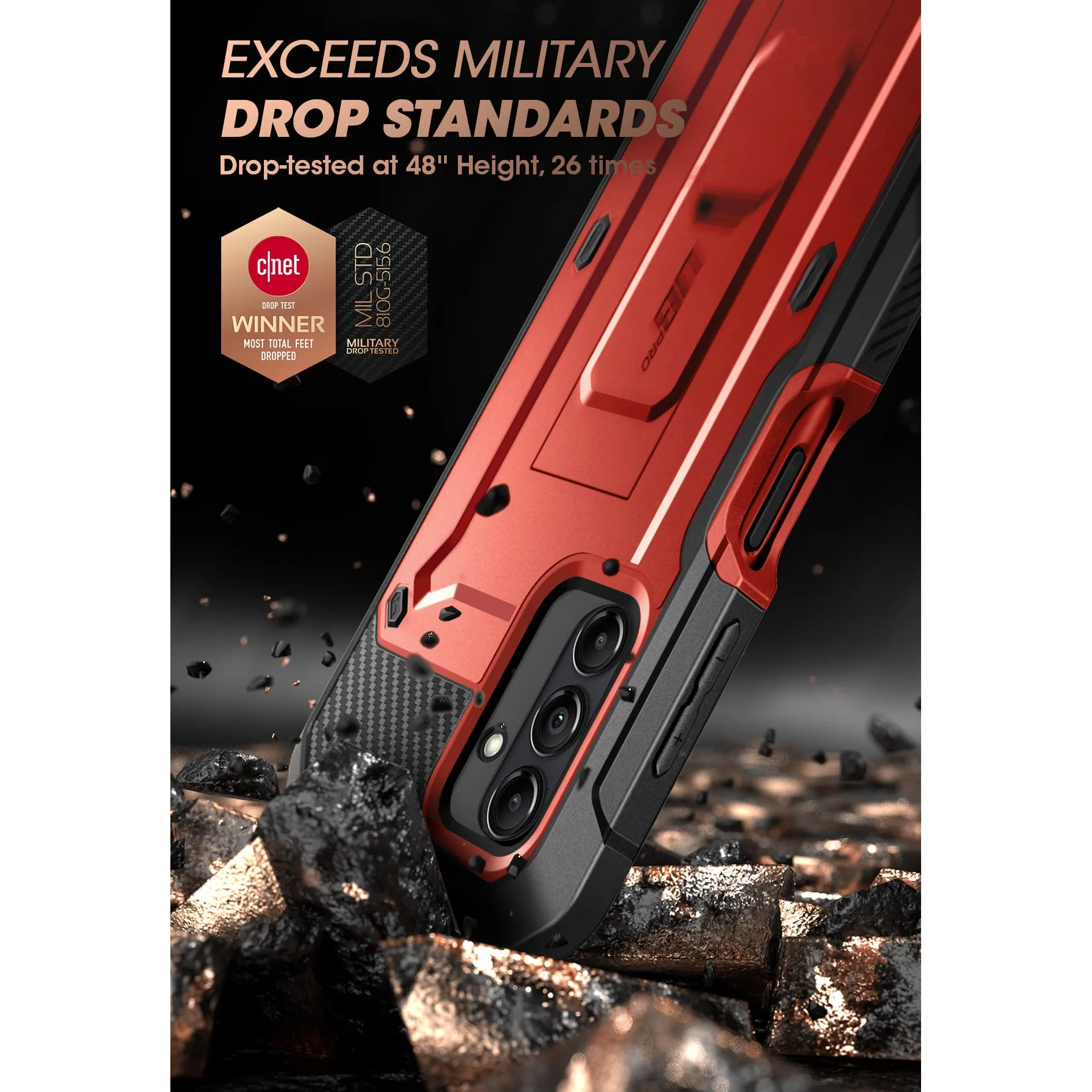 Premium Quality Galaxy A14 Unicorn Beetle Pro Rugged Holster Case-Metallic Red  Today Only!