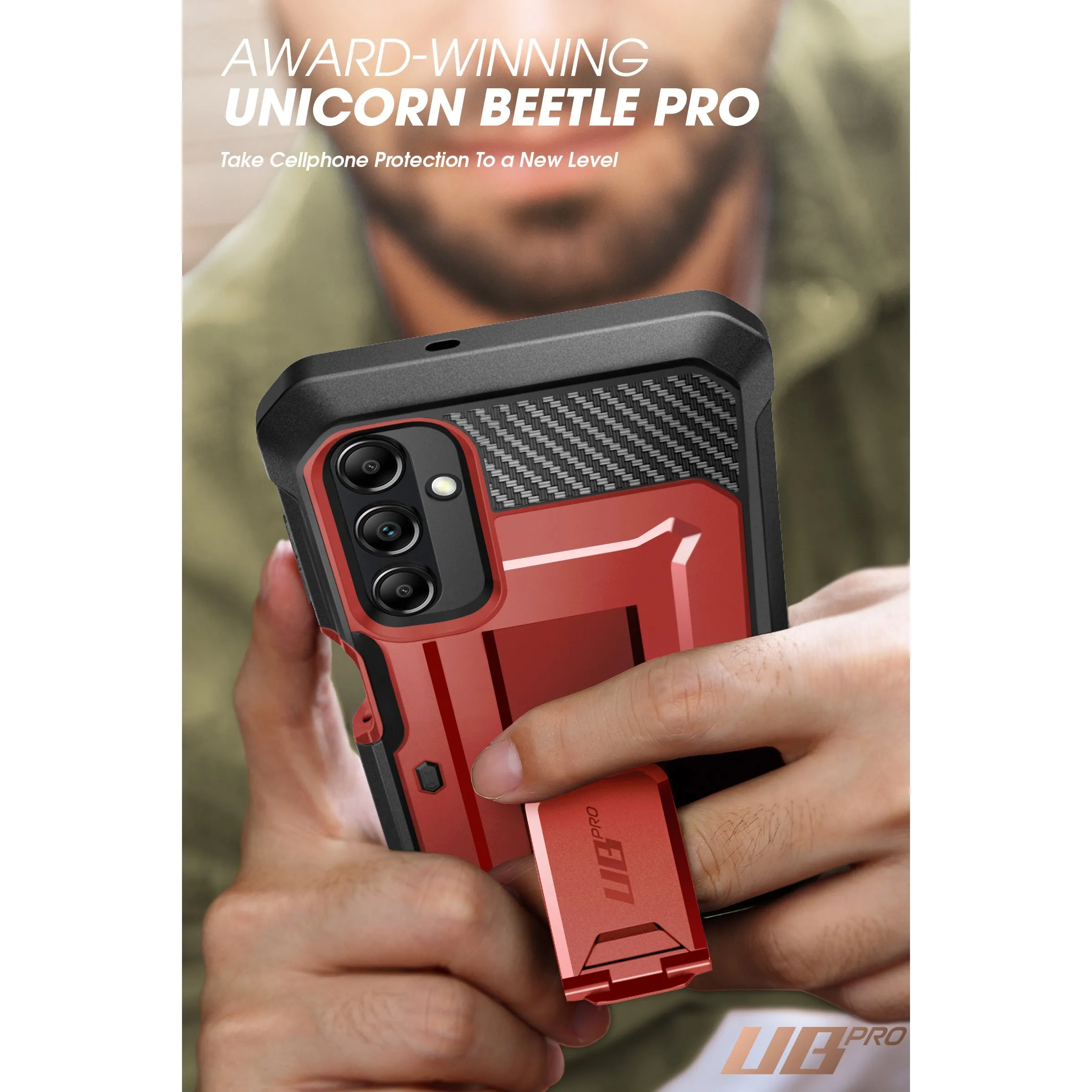 Premium Quality Galaxy A14 Unicorn Beetle Pro Rugged Holster Case-Metallic Red  Today Only!