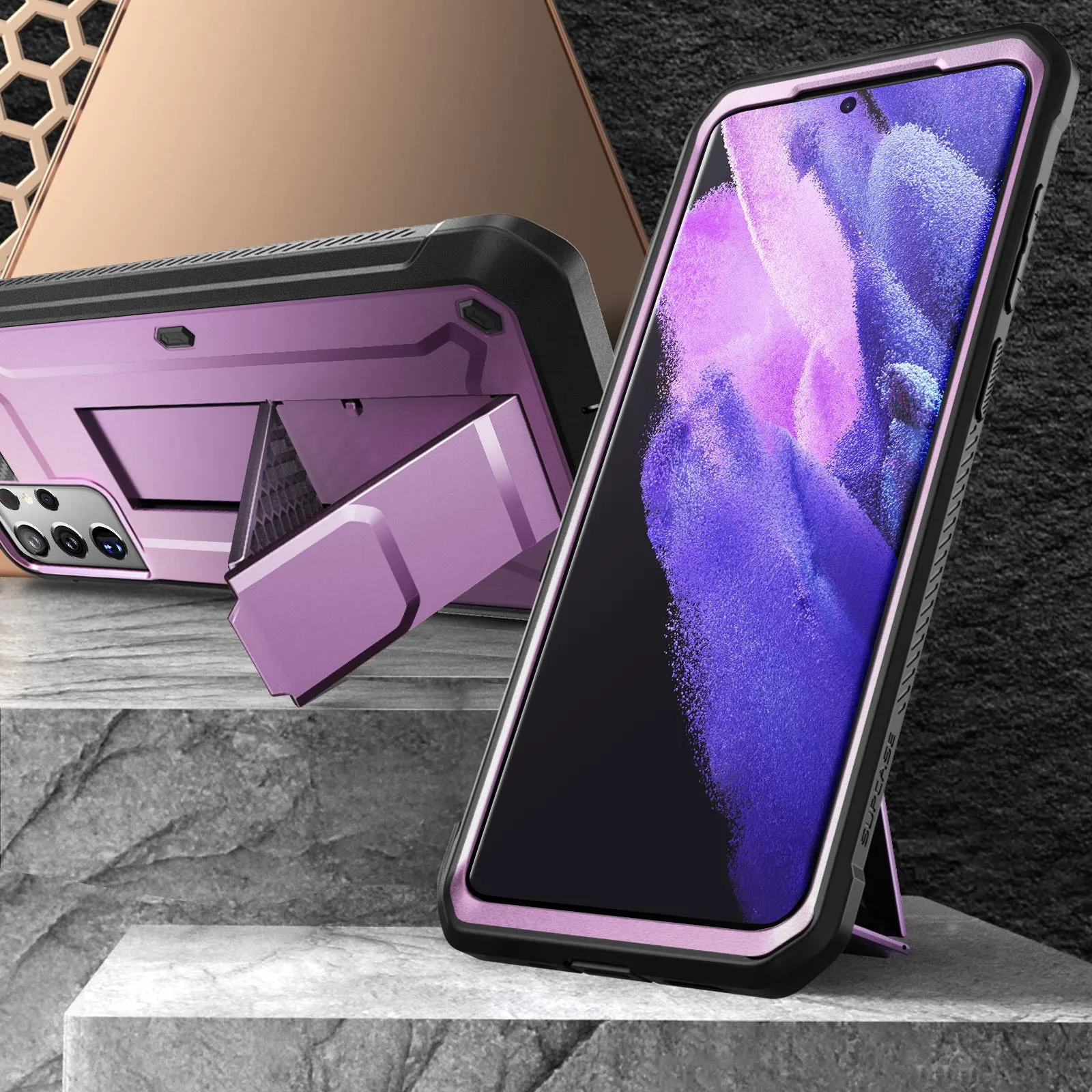 Premium Quality Galaxy S21 Ultra Unicorn Beetle Pro Rugged Case-Metallic Purple  Going Fast!