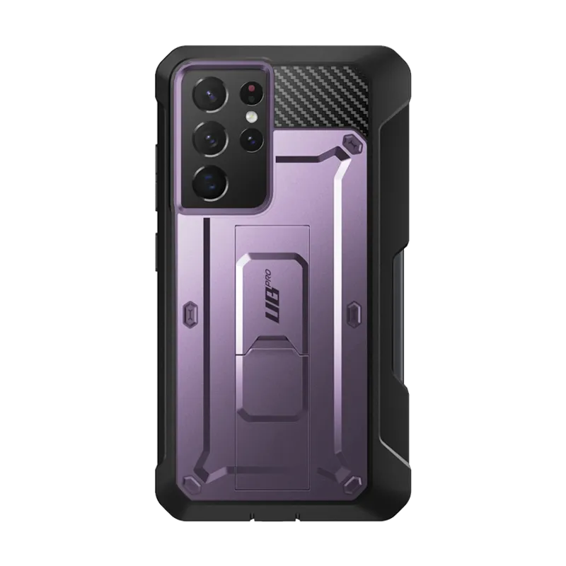 Premium Quality Galaxy S21 Ultra Unicorn Beetle Pro Rugged Case with S-Pen Holder - Metallic Purple  Ends Soon!