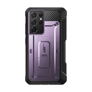 Premium Quality Galaxy S21 Ultra Unicorn Beetle Pro Rugged Case with S-Pen Holder - Metallic Purple  Ends Soon!