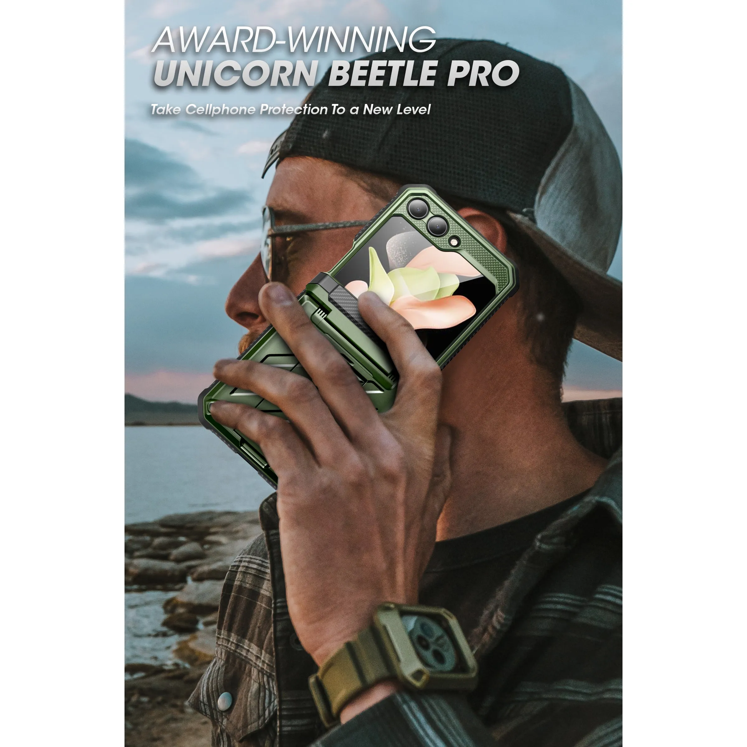 Premium Quality Galaxy Z Flip5 Unicorn Beetle PRO Rugged Case with Belt Clip-Dark Green  Almost Sold Out!