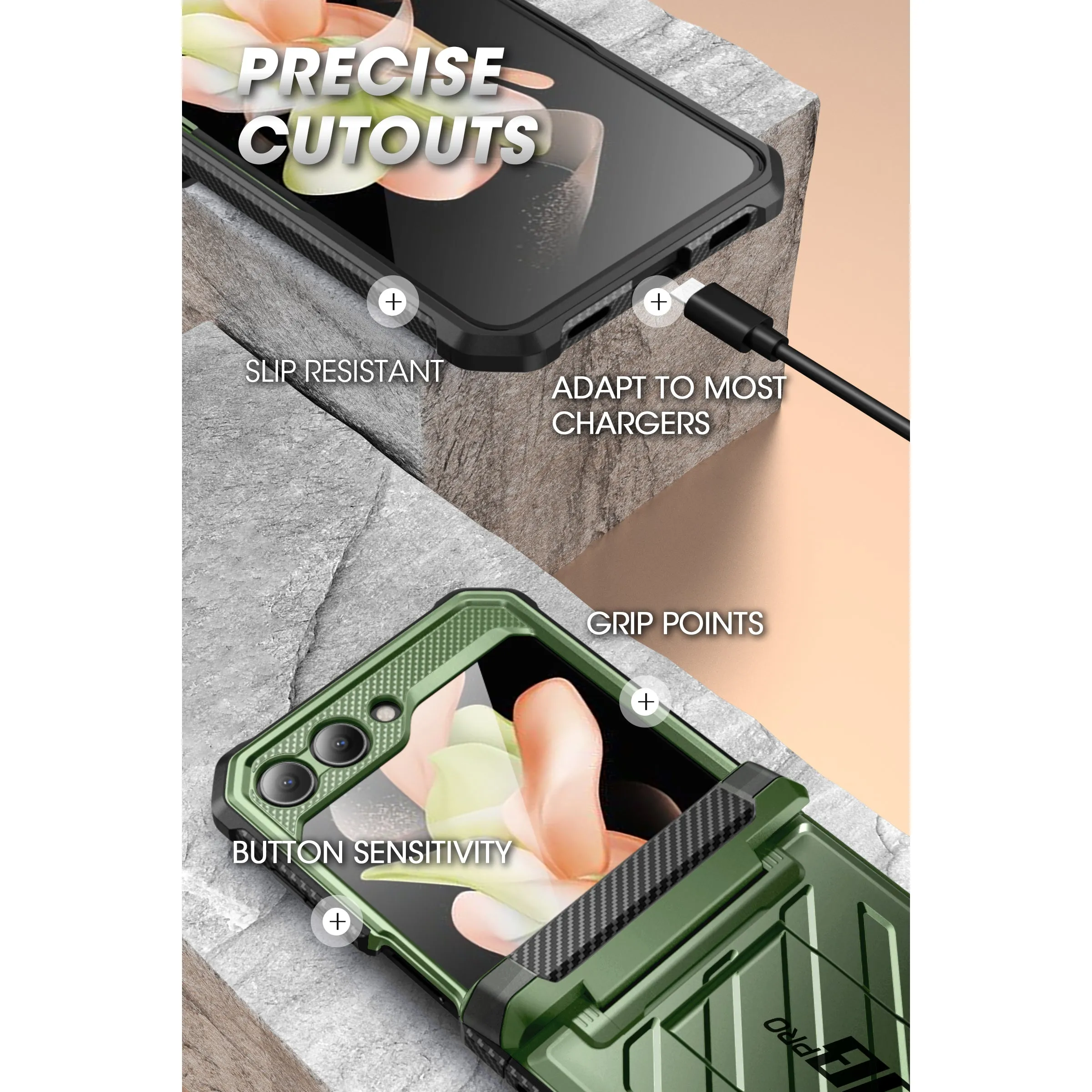Premium Quality Galaxy Z Flip5 Unicorn Beetle PRO Rugged Case with Belt Clip-Dark Green  Almost Sold Out!