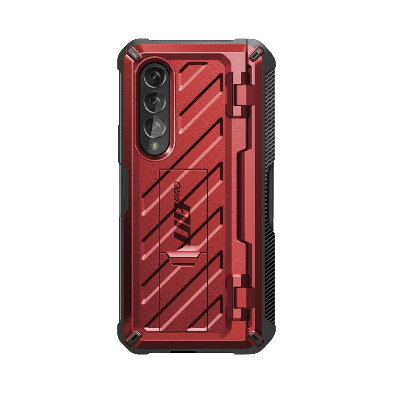 Premium Quality Galaxy Z Fold4 Unicorn Beetle PRO Rugged Case with S-Pen Holder-Metallic Red  Going Fast!