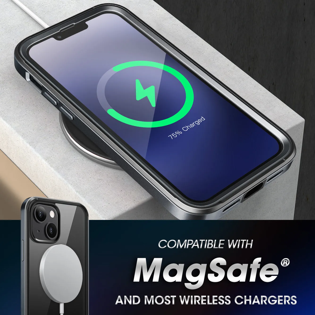 Premium Quality iPhone 13 6.1 inch Unicorn Beetle Edge with Screen Protector Clear Case-Black  Going Fast!