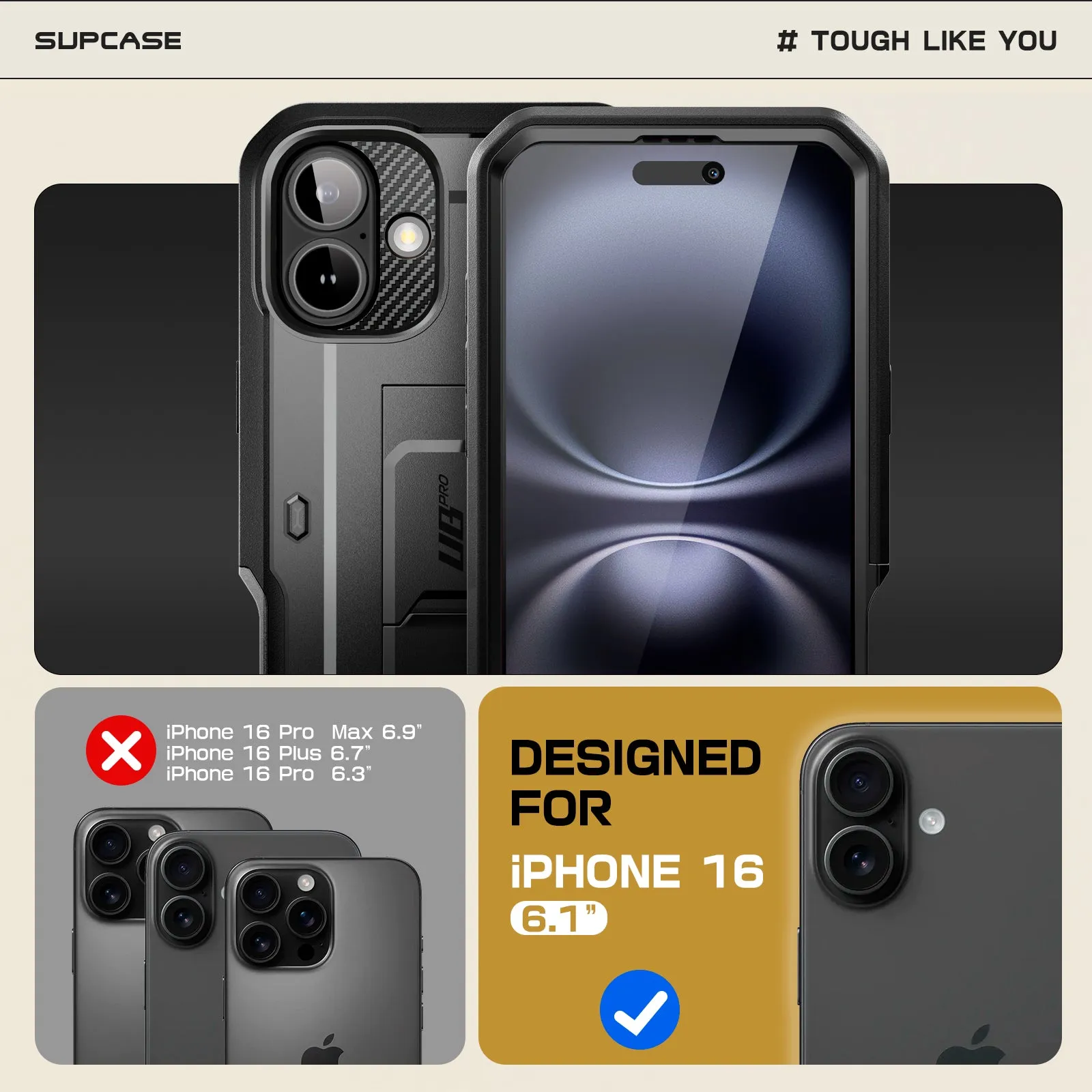 Premium Quality iPhone 16 6.1 inch Unicorn Beetle PRO Rugged Case-Black  Stylish & Comfortable