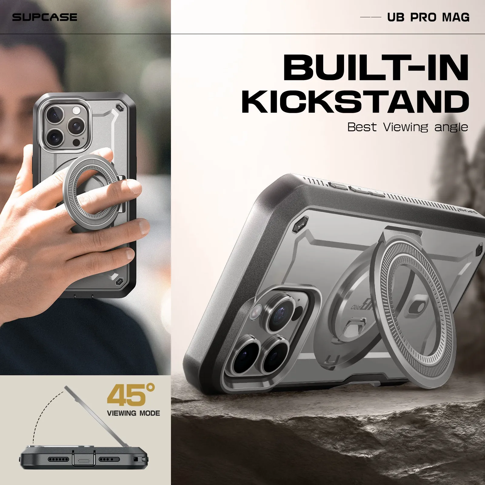 Premium Quality iPhone 16 Pro 6.3 inch Unicorn Beetle PRO MAG Rugged MagSafe Case-Titan Gray  Ends Soon!