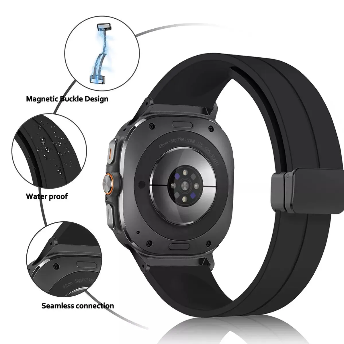 Premium Quality Samsung Galaxy Watch Ultra Sport Strap with D-buckle (Black)  Last Few Pieces!