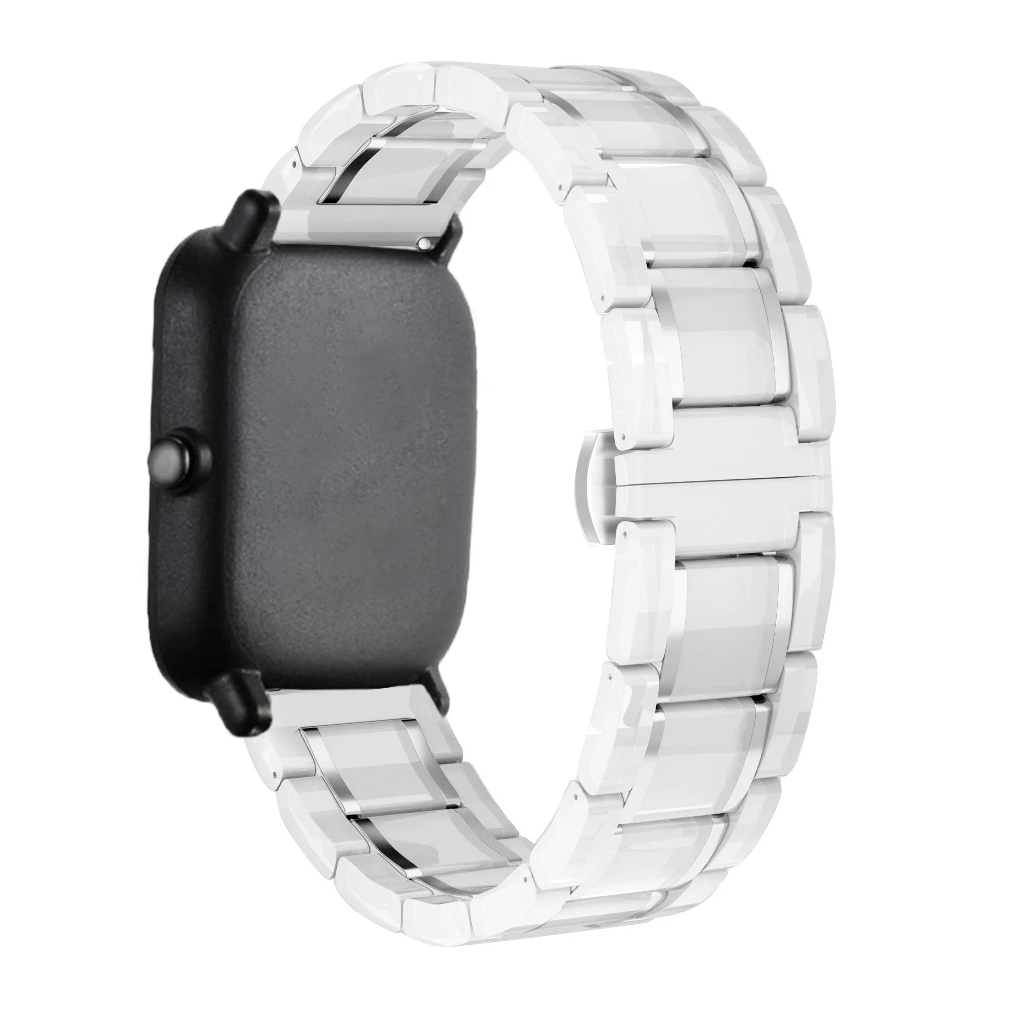 Premium Quality Xiaomi Amazfit GTS Ceramic/Steel Strap (White/Silver)  Last Chance!