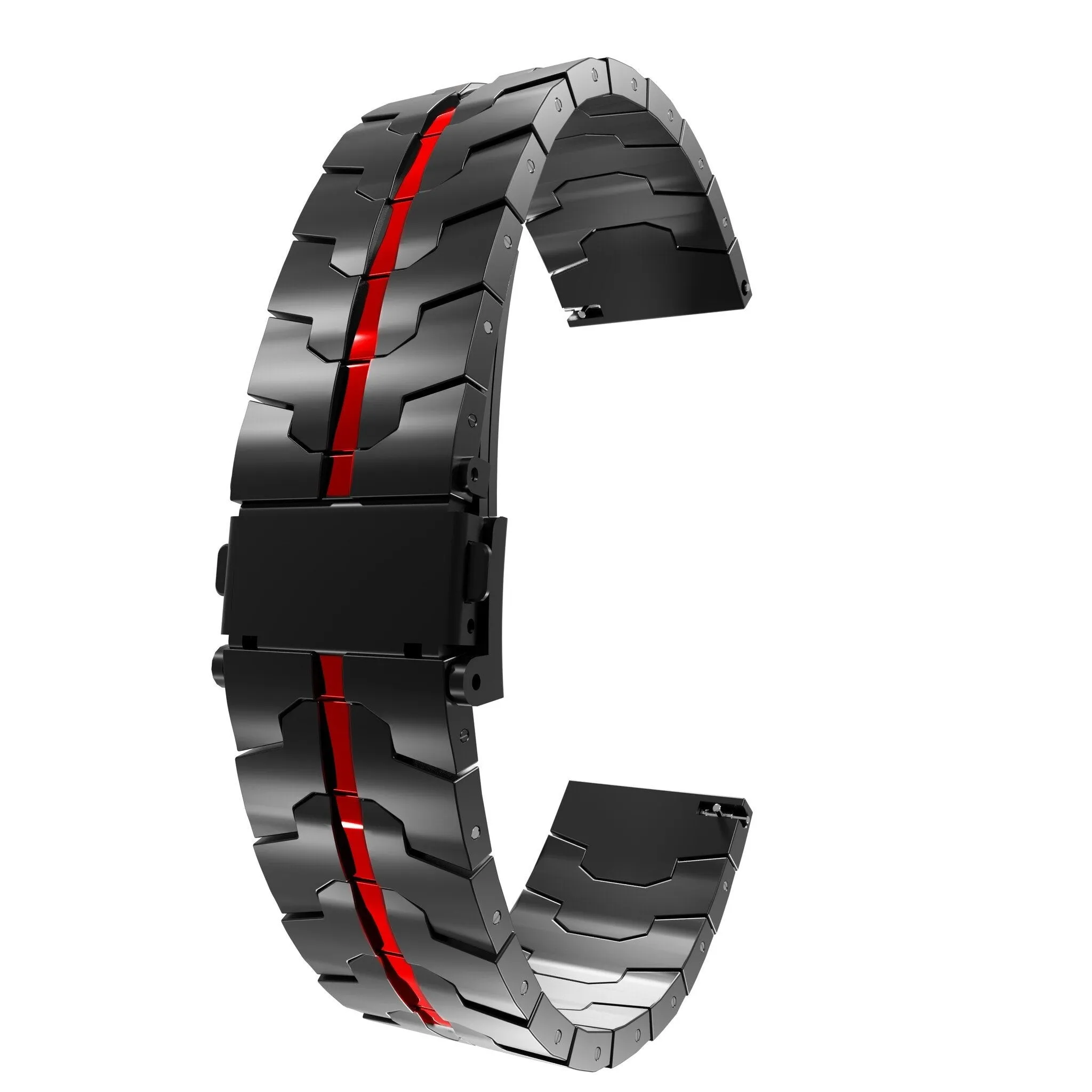 Premium Quality Xiaomi Amazfit GTS Steel Iron Strap (Black/Red)  Today Only!