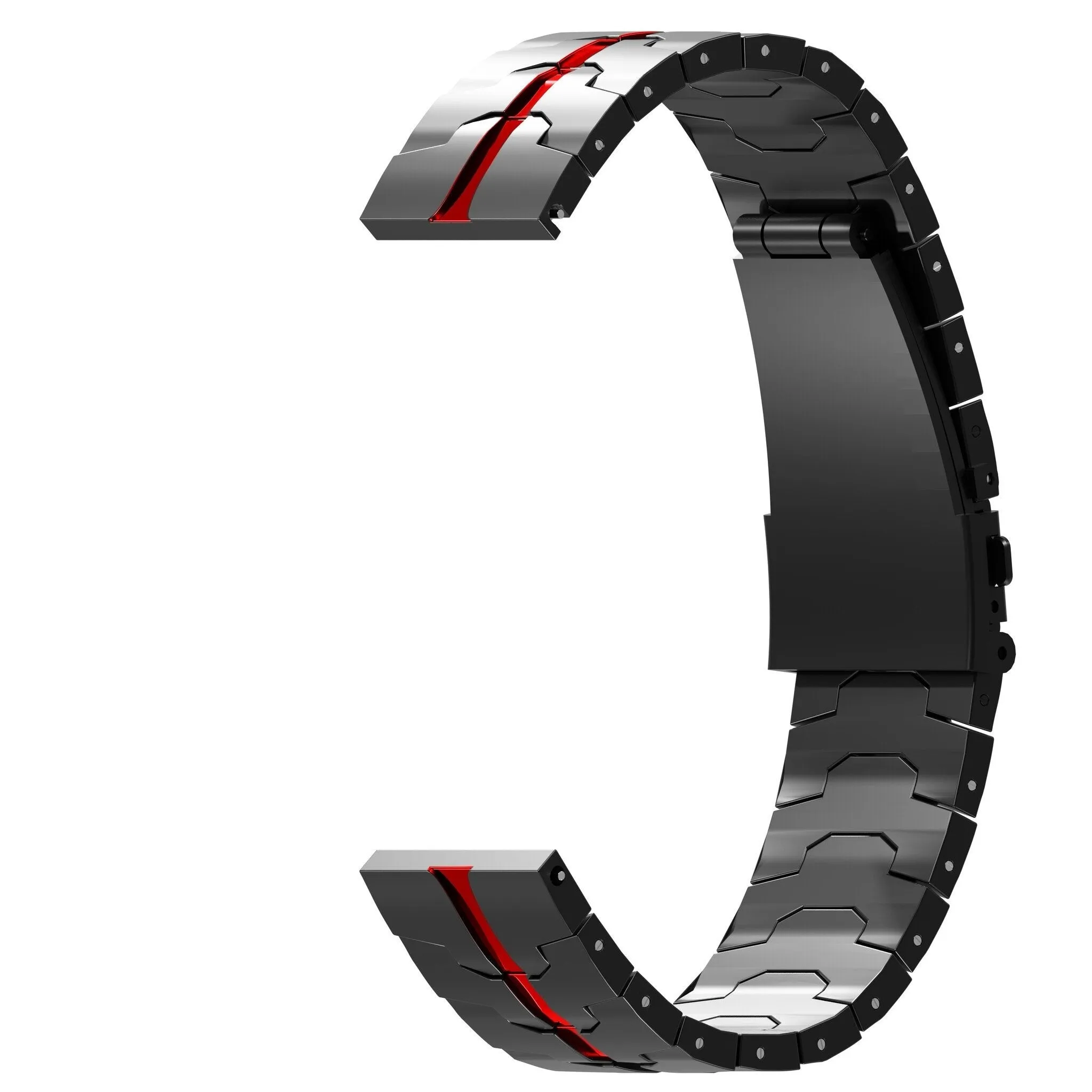 Premium Quality Xiaomi Amazfit GTS Steel Iron Strap (Black/Red)  Today Only!