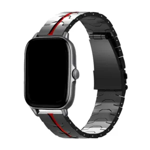 Premium Quality Xiaomi Amazfit GTS Steel Iron Strap (Black/Red)  Today Only!