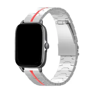 Premium Quality Xiaomi Amazfit GTS Steel Iron Strap (Silver/Red)  Limited Release!