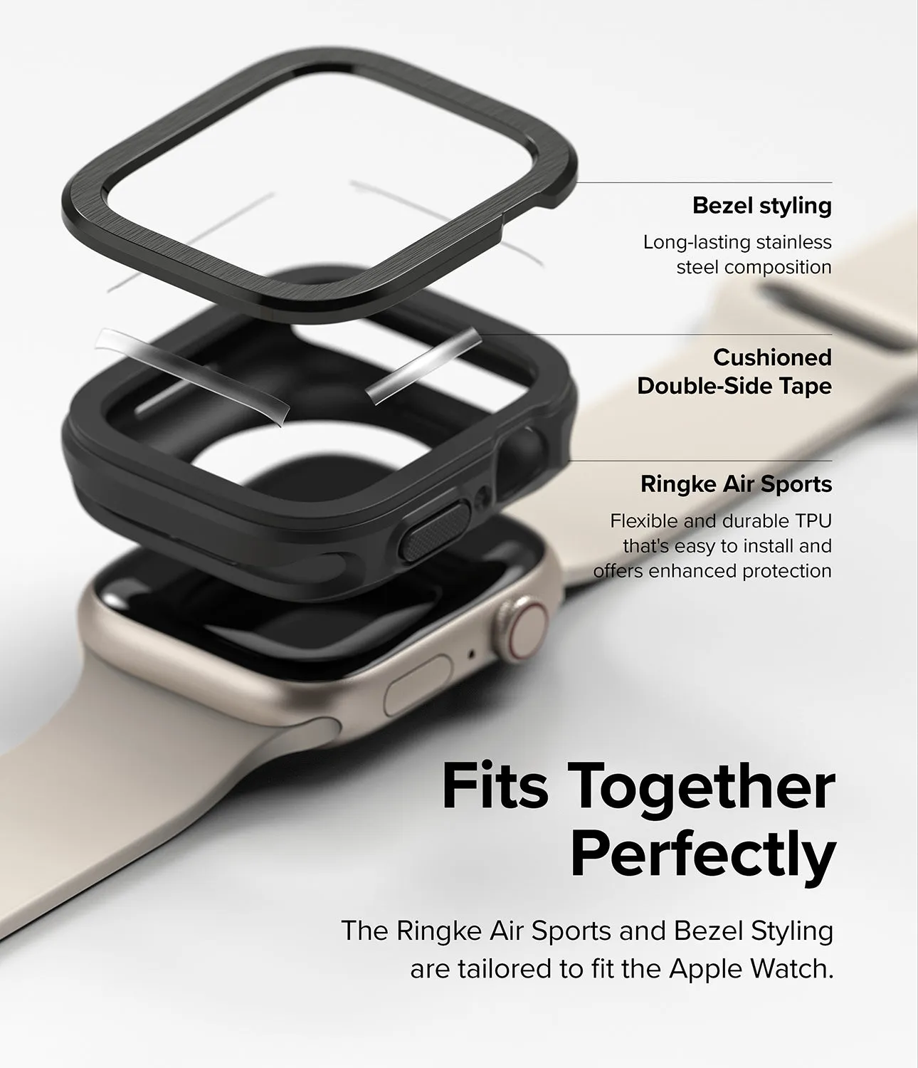 Selling Fast Apple Watch Series (45mm / 44mm) | Air Sports (Black)   Bezel Styling  Stylish & Comfortable