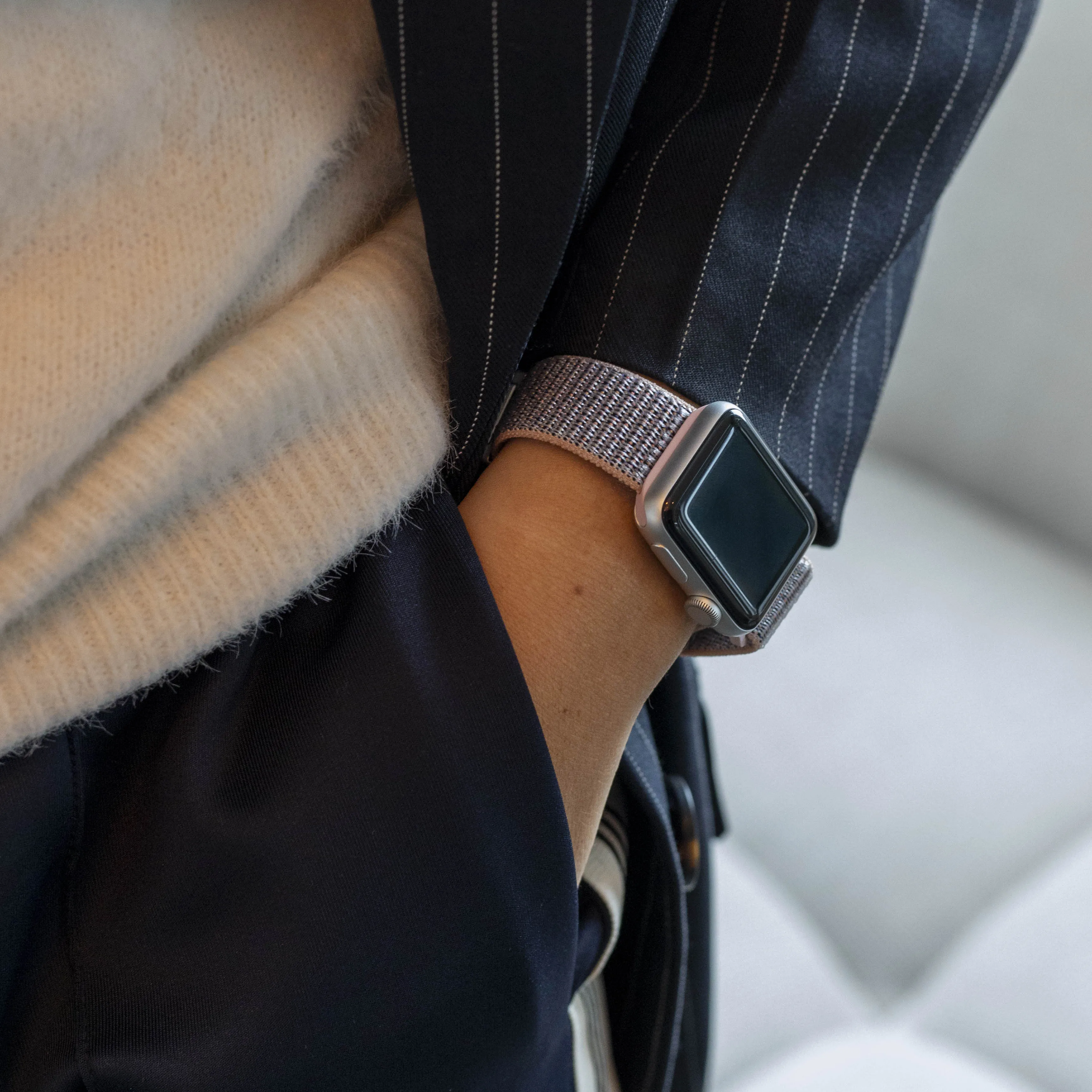 Selling Fast Bandz Apple Watch Nylon Strap 'Classic' with P-Buckle (Grey/Pink)  Last Few Pieces!