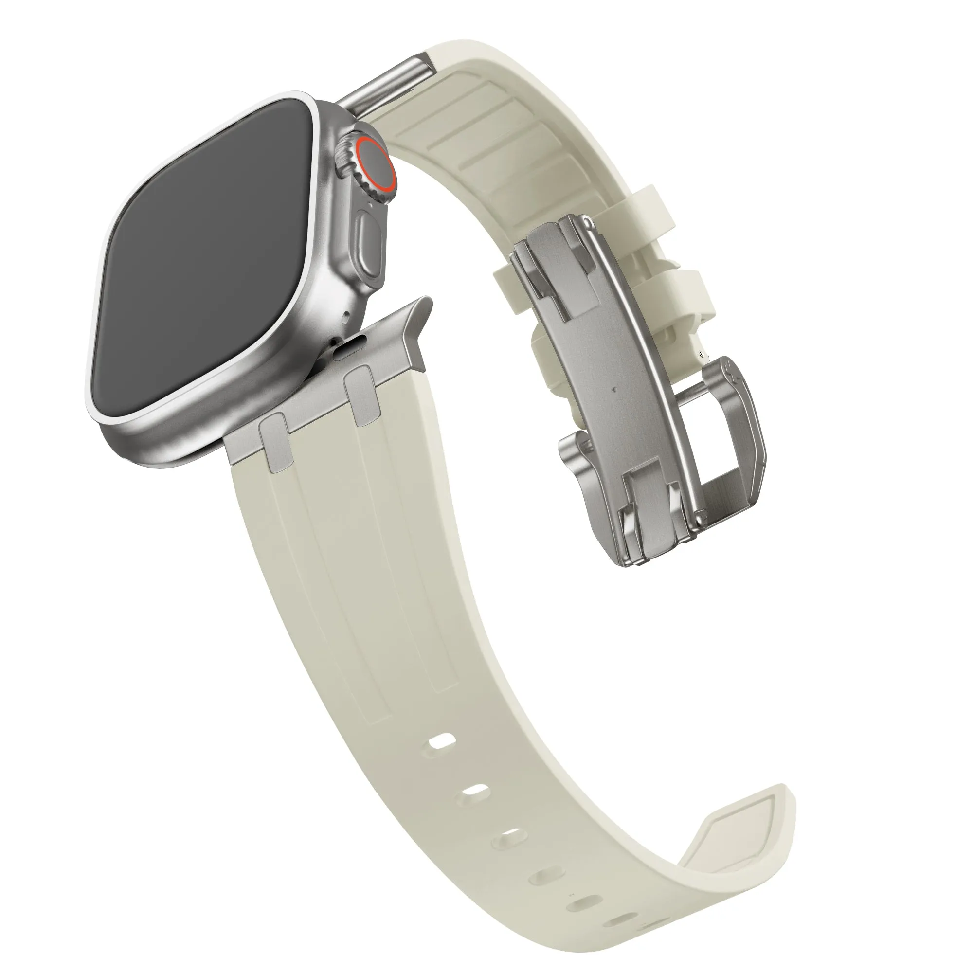 Selling Fast Bandz Apple Watch Silicone Strap 'Luxe Liquid' (Beige With Titanium)  Limited Release!