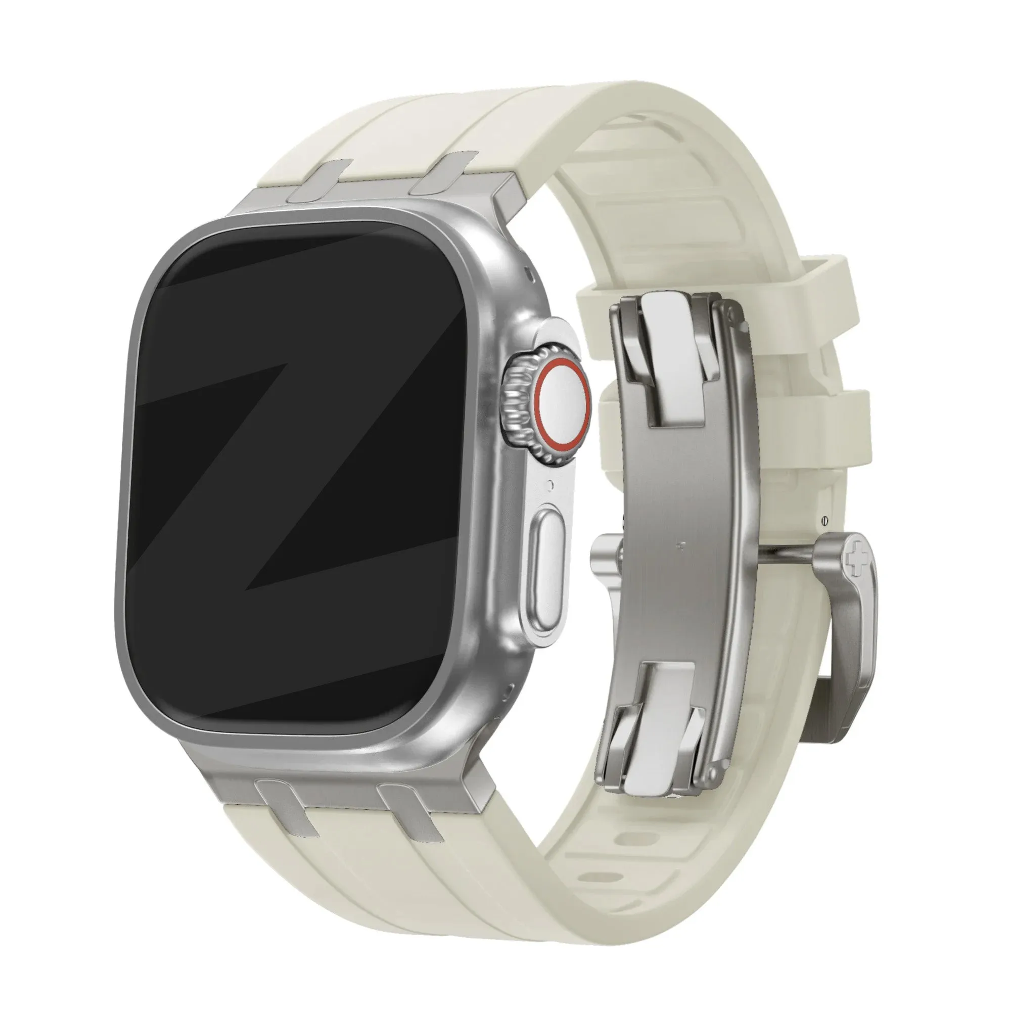 Selling Fast Bandz Apple Watch Silicone Strap 'Luxe Liquid' (Beige With Titanium)  Limited Release!