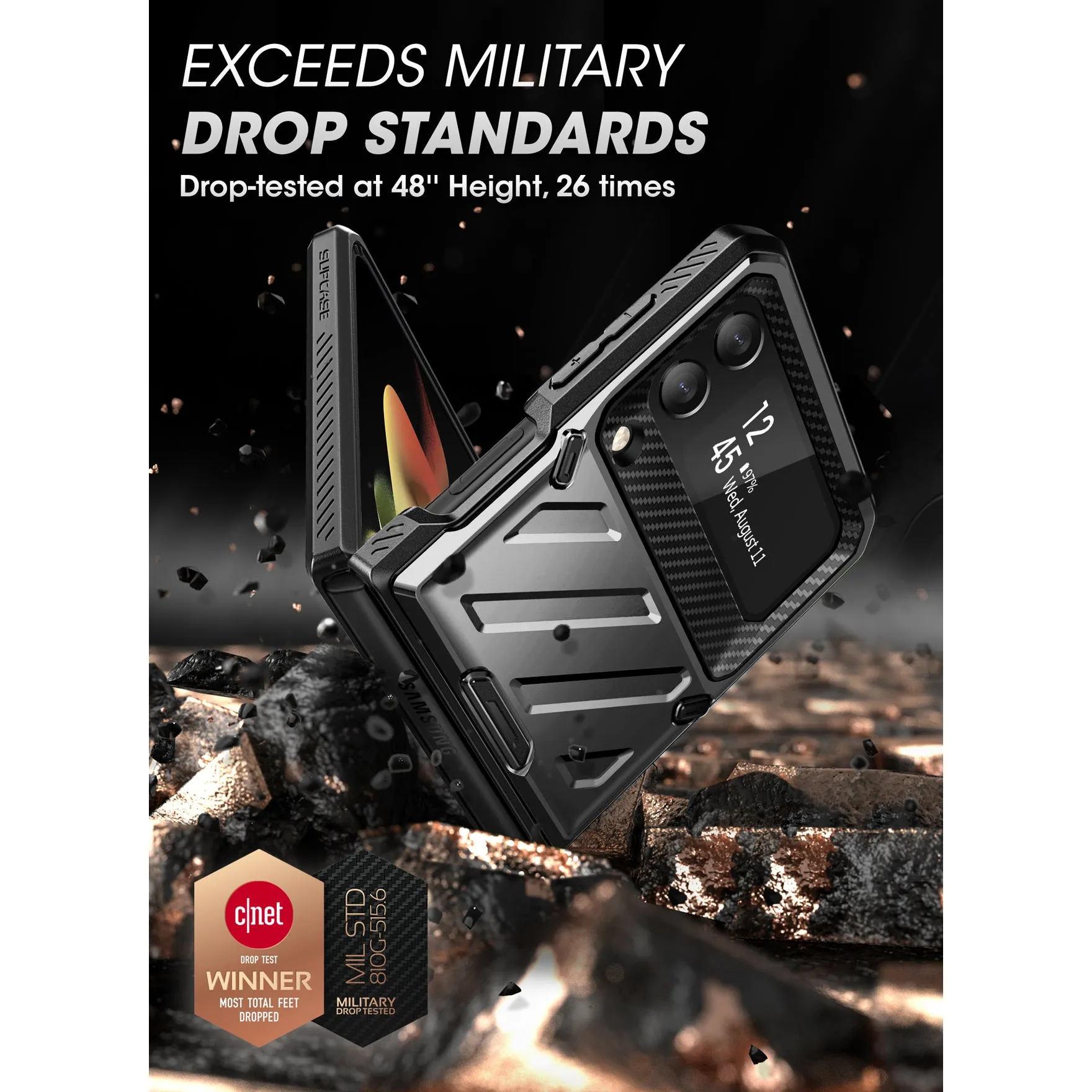 Selling Fast Galaxy Z Flip4 Unicorn Beetle PRO Rugged Case with Belt Clip-Black  Limited Availability!