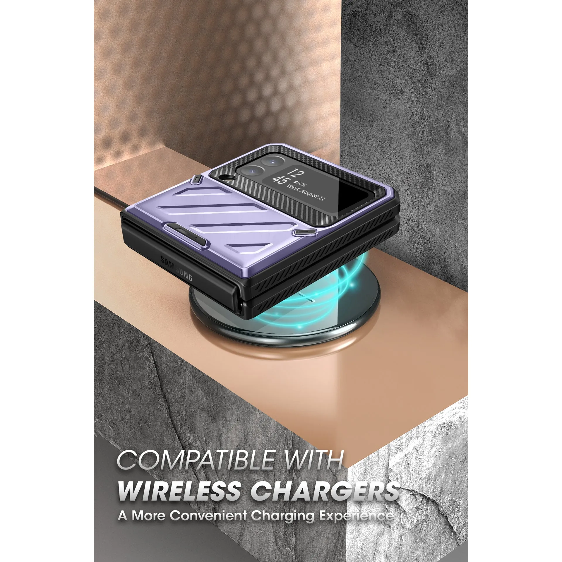 Selling Fast Galaxy Z Flip4 Unicorn Beetle PRO Rugged Case with Belt Clip-Metallic Purple  Today Only!