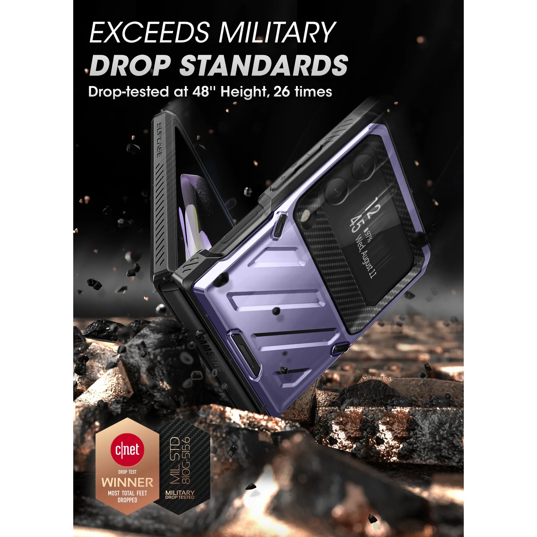 Selling Fast Galaxy Z Flip4 Unicorn Beetle PRO Rugged Case with Belt Clip-Metallic Purple  Today Only!