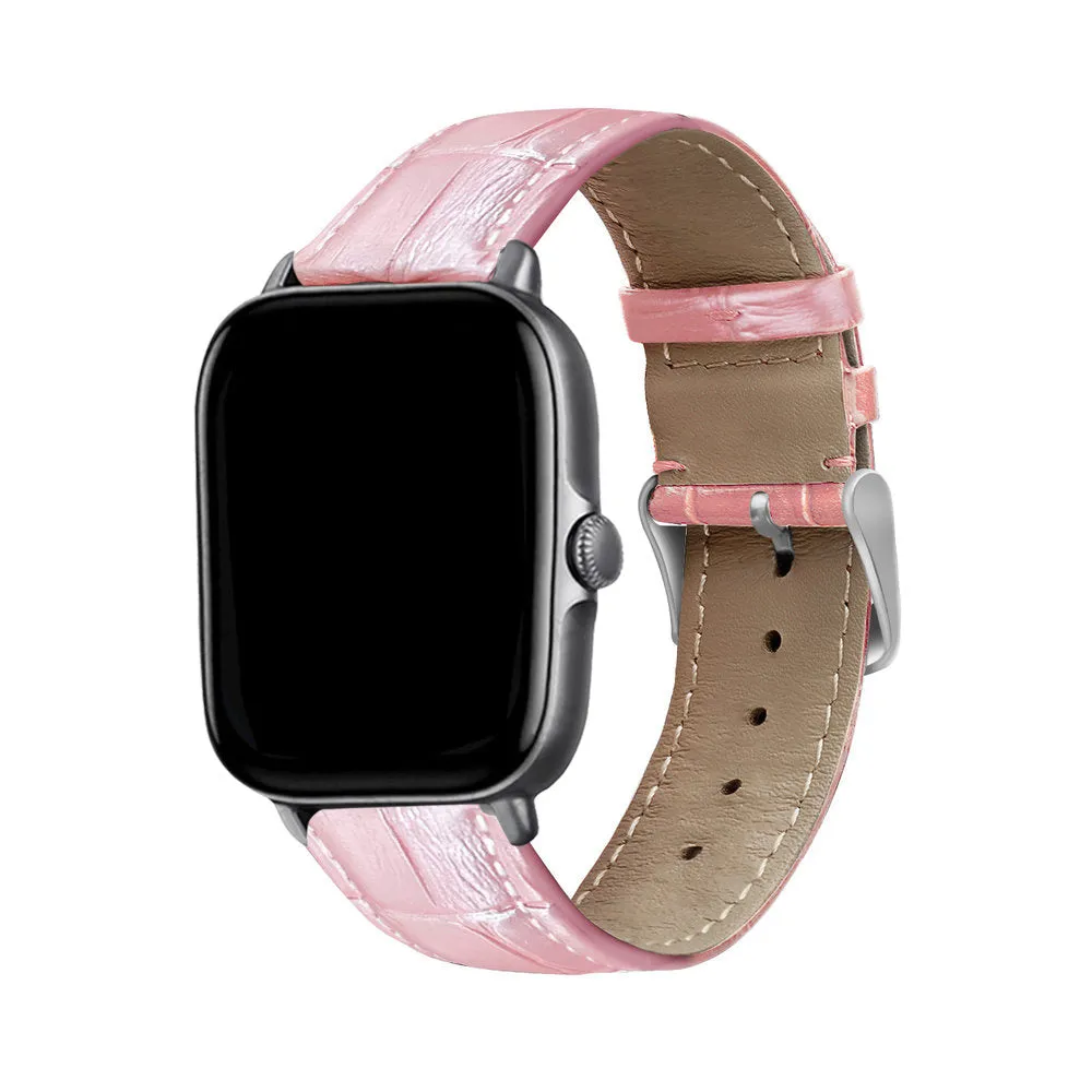 Top Rated Amazfit GTS 2 Leather Strap Crocodile Grain (Pink)  Limited Availability!