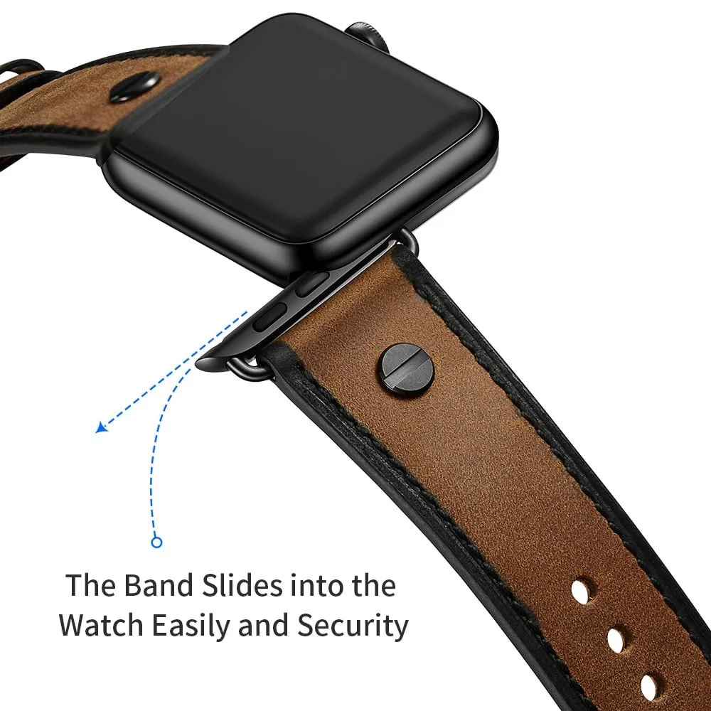 Top Rated Apple Watch Leather Strap with Screw (Dark Brown)  Limited Stock!