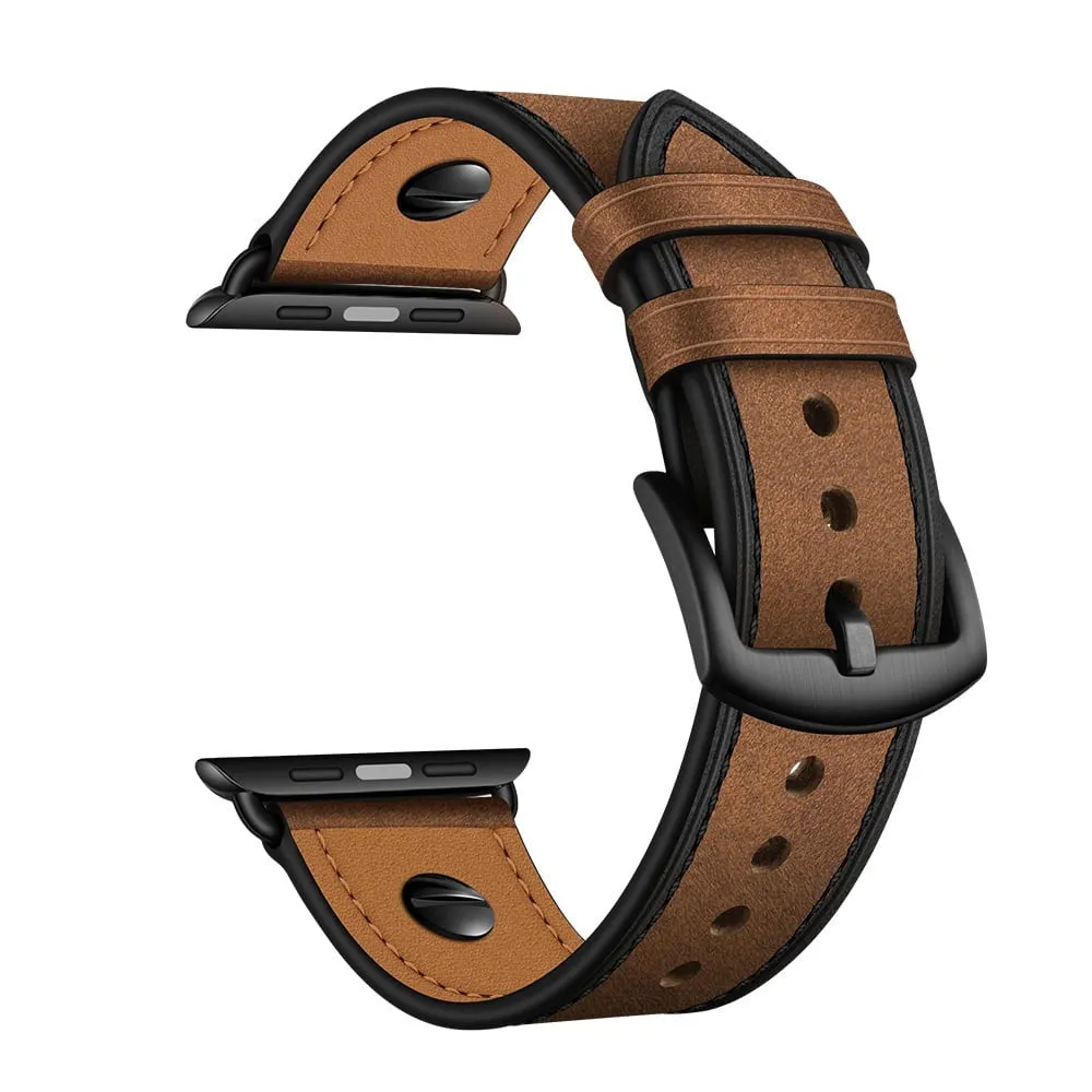 Top Rated Apple Watch Leather Strap with Screw (Dark Brown)  Limited Stock!