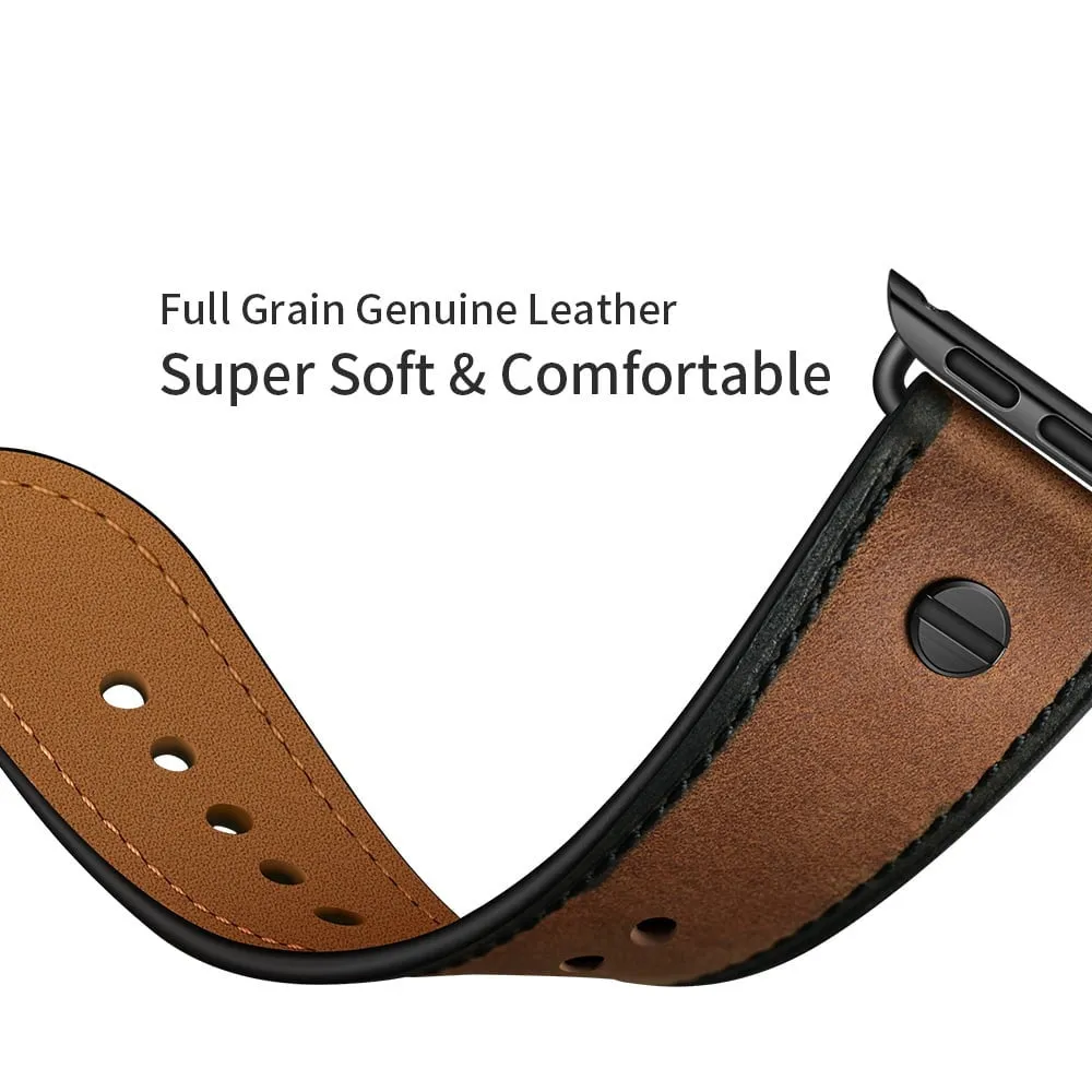 Top Rated Apple Watch Leather Strap with Screw (Dark Brown)  Limited Stock!