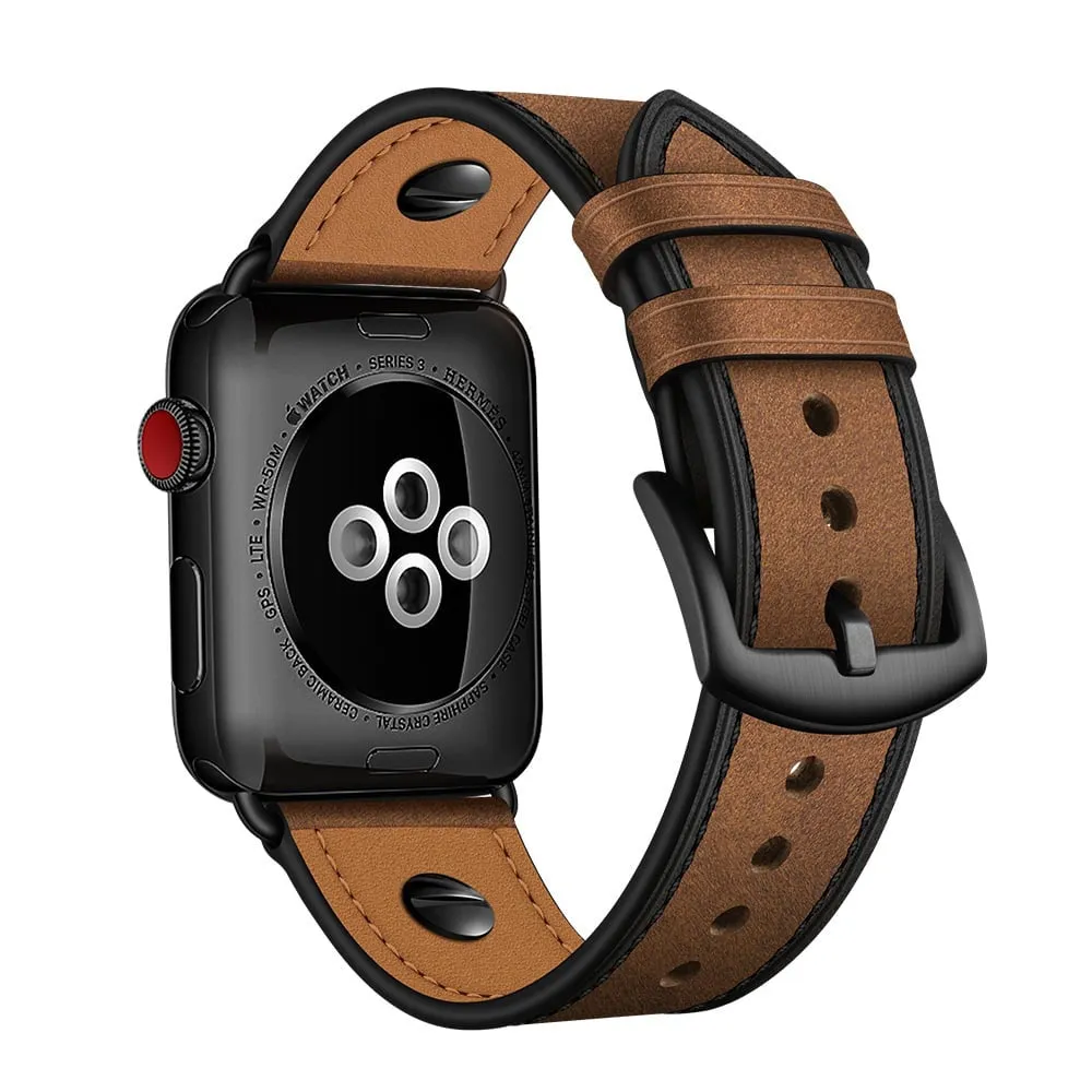 Top Rated Apple Watch Leather Strap with Screw (Dark Brown)  Limited Stock!