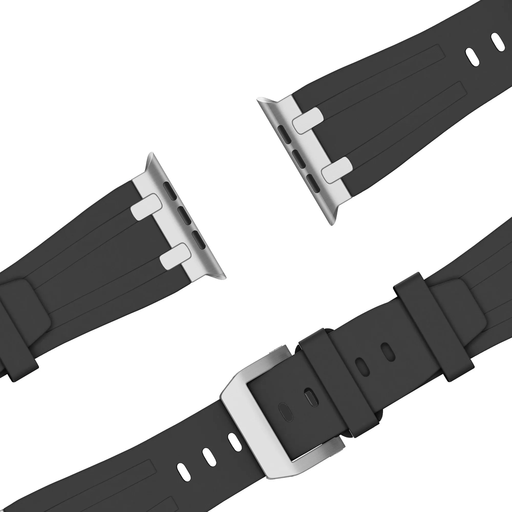 Top Rated Bandz Apple Watch Silicone Strap 'Luxe Liquid' (Black With Silver)  Dont Miss Out!