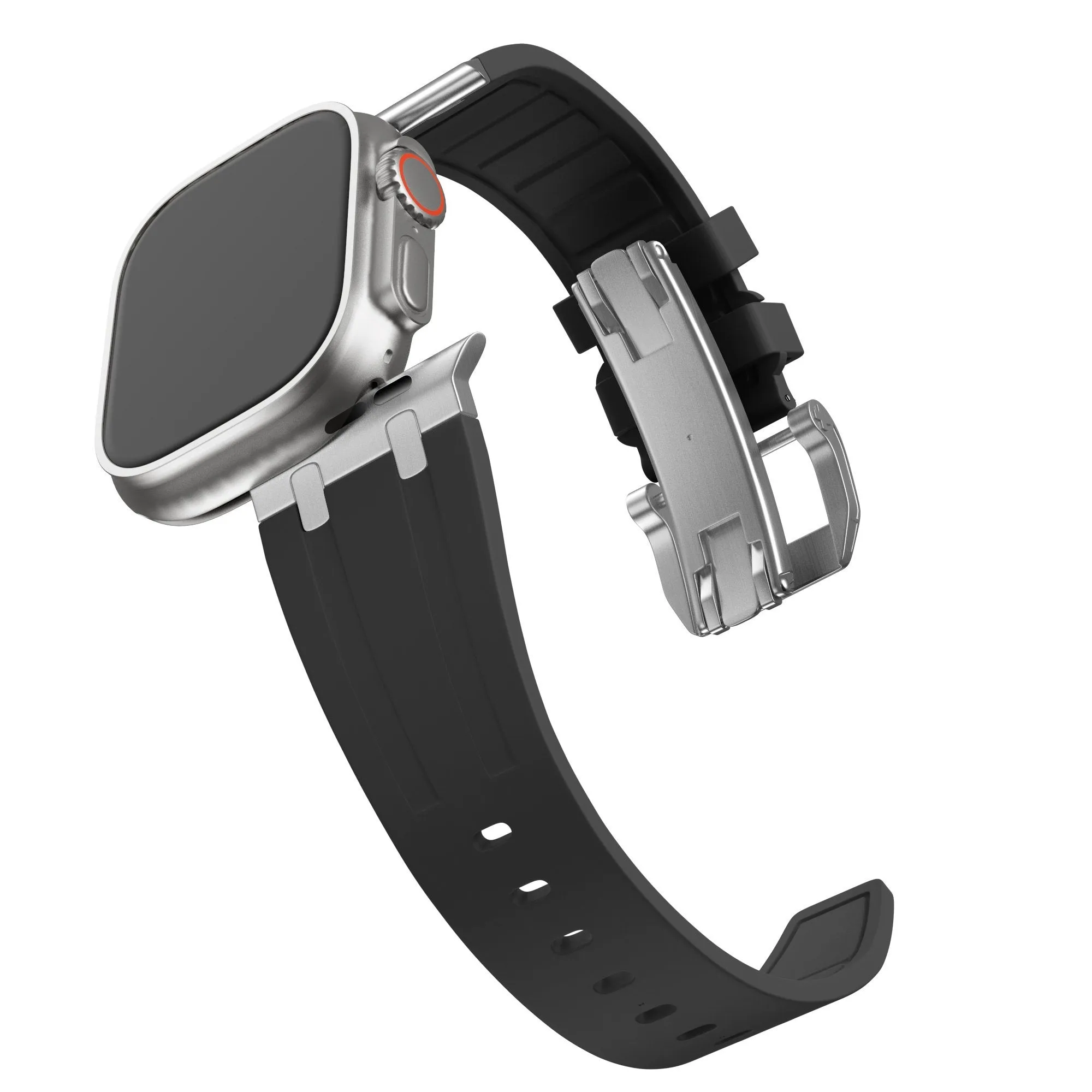 Top Rated Bandz Apple Watch Silicone Strap 'Luxe Liquid' (Black With Silver)  Dont Miss Out!
