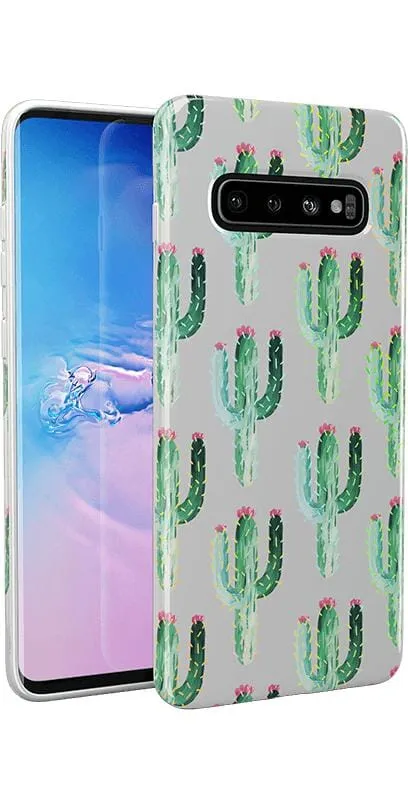 Top Rated Cactus Patterned Clear Floral Samsung Case  Stylish & Comfortable