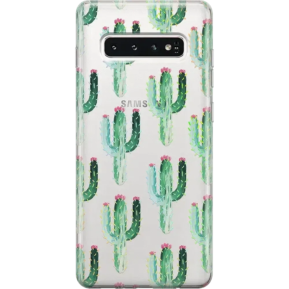 Top Rated Cactus Patterned Clear Floral Samsung Case  Stylish & Comfortable