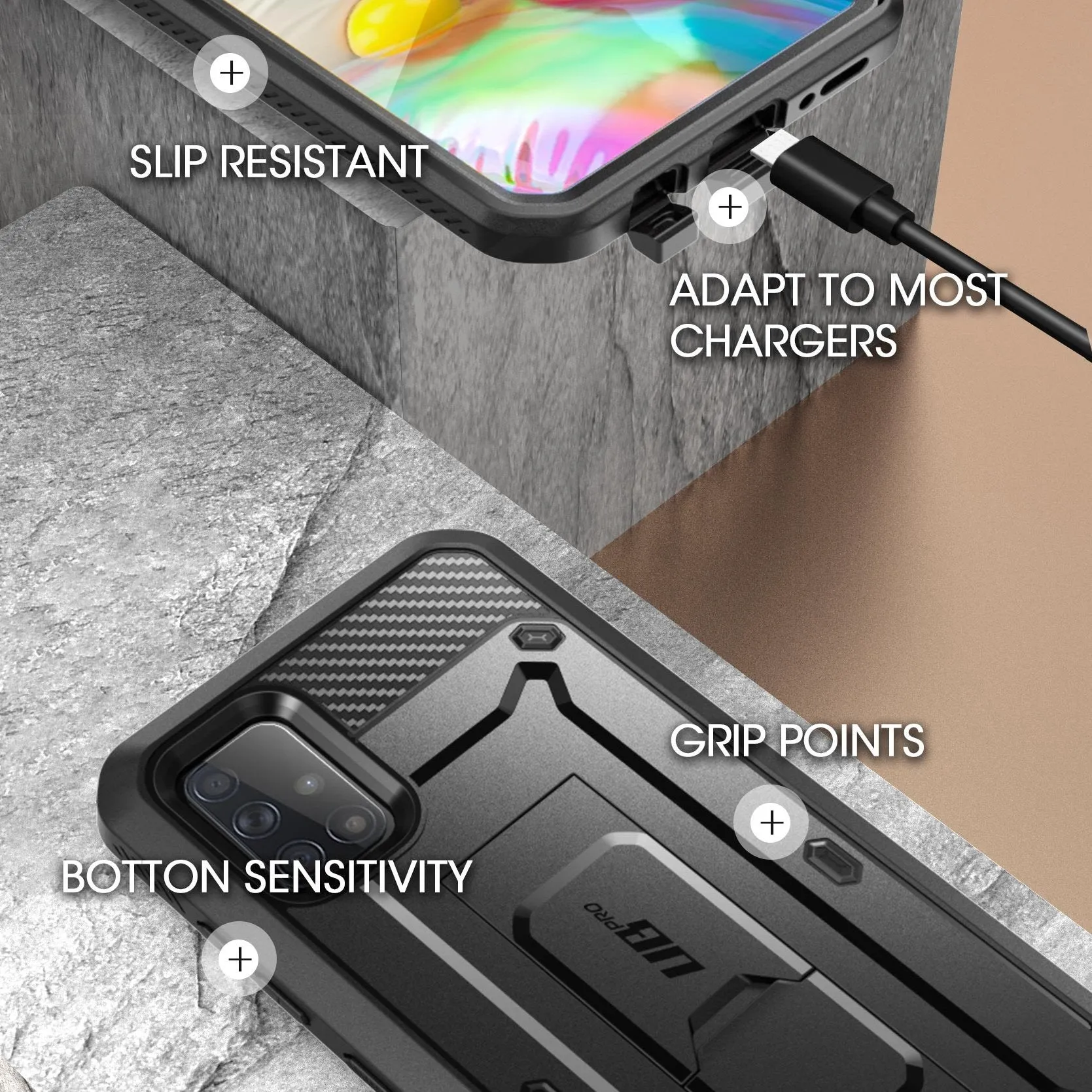 Top Rated Galaxy A71 Unicorn Beetle Pro Rugged Case-Black  Ends Soon!