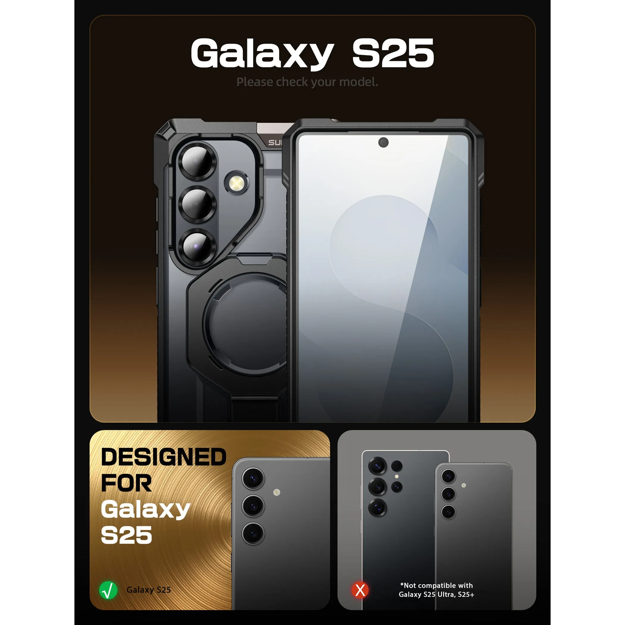 Top Rated Galaxy S25 UB Grip MagSafe Phone Case-Black  Limited Stock!