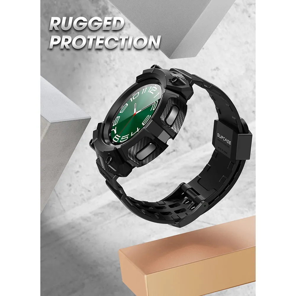 Top Rated Galaxy Watch6 47mm Unicorn Beetle PRO Wristband Case with Glass Screen Protectors-Black  Almost Gone!