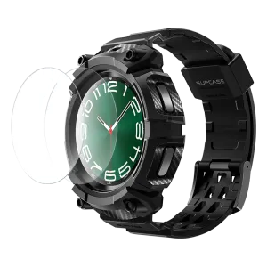 Top Rated Galaxy Watch6 47mm Unicorn Beetle PRO Wristband Case with Glass Screen Protectors-Black  Almost Gone!
