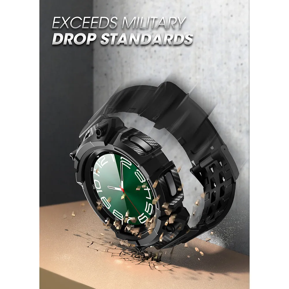 Top Rated Galaxy Watch6 47mm Unicorn Beetle PRO Wristband Case with Glass Screen Protectors-Black  Almost Gone!
