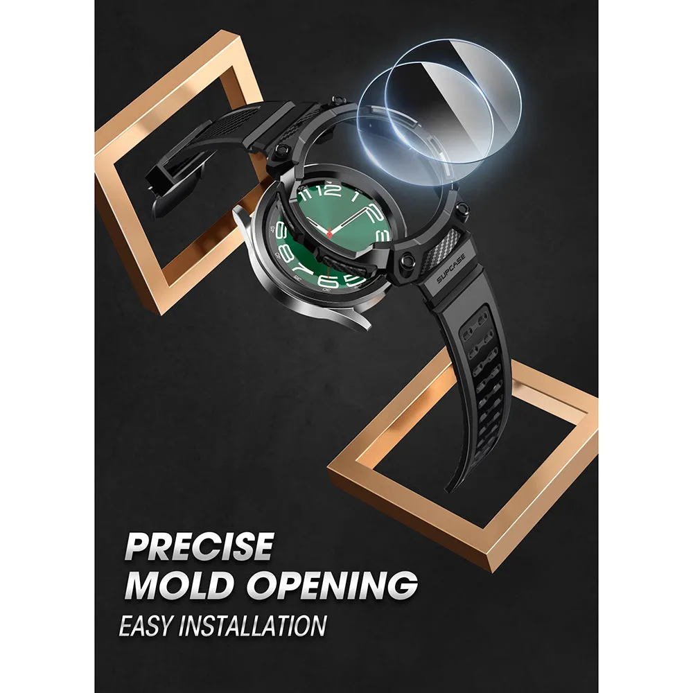 Top Rated Galaxy Watch6 47mm Unicorn Beetle PRO Wristband Case with Glass Screen Protectors-Black  Almost Gone!