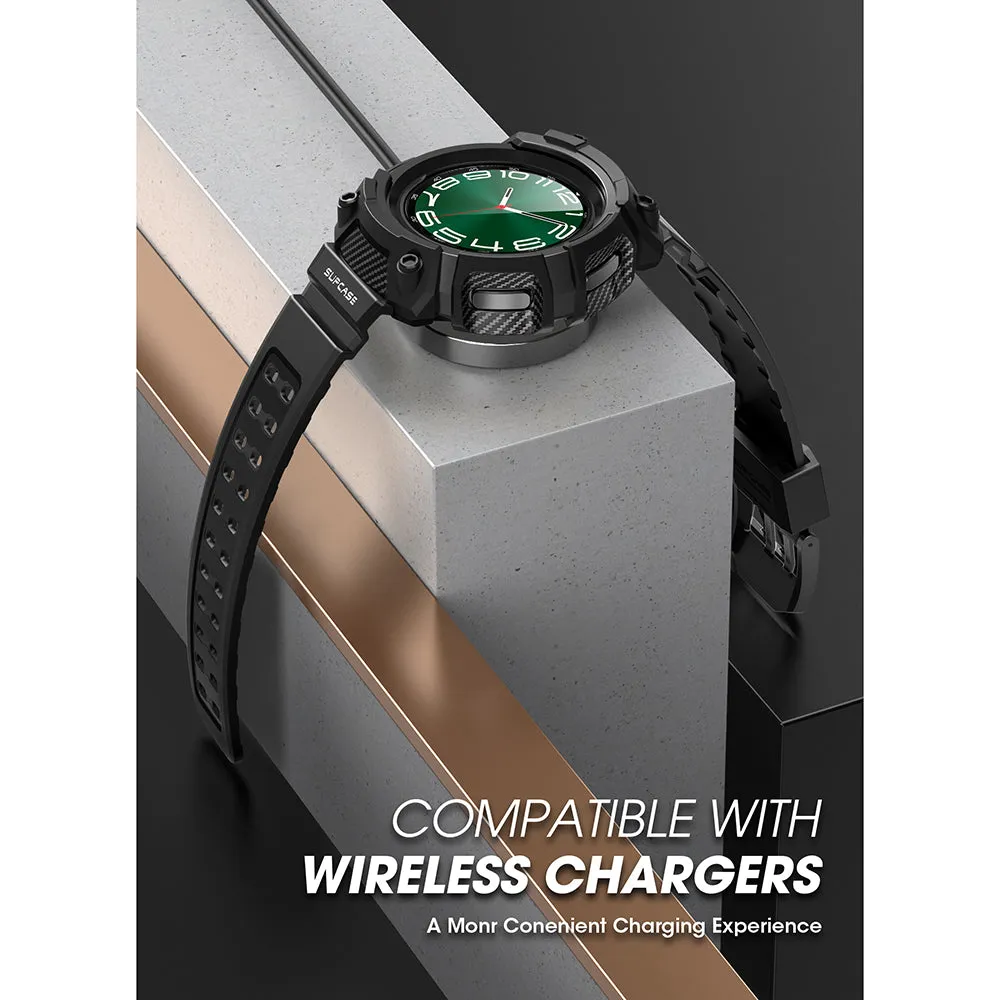 Top Rated Galaxy Watch6 47mm Unicorn Beetle PRO Wristband Case with Glass Screen Protectors-Black  Almost Gone!