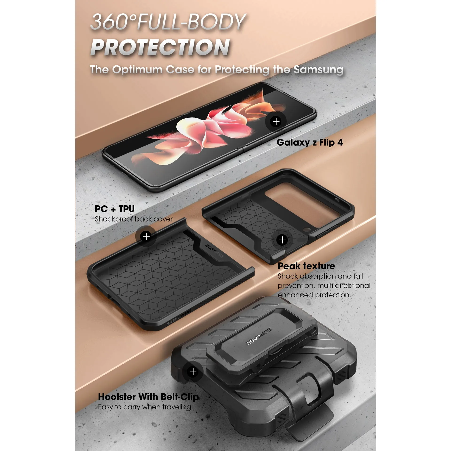 Top Rated Galaxy Z Flip4 Unicorn Beetle PRO Rugged Case with Belt Clip-Metallic Red  Going Fast!